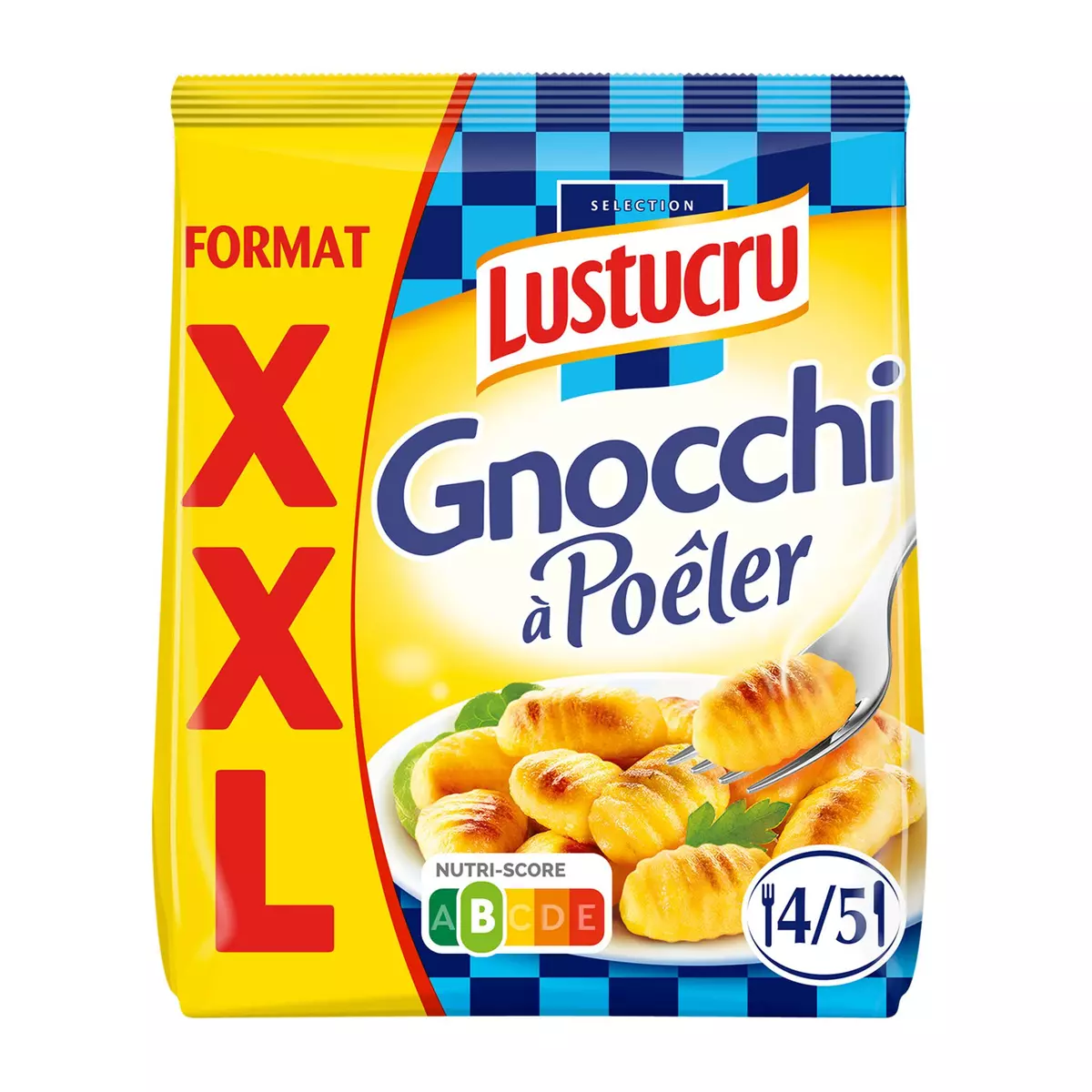 LUSTUCRU Gnocchi à poêler nature Format XXL 4 portions 715g