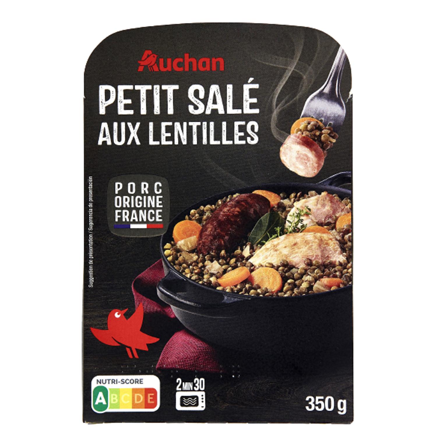 Voir la diapositive 4 : AUCHAN Petit salé aux lentilles vertes 1 part 350g