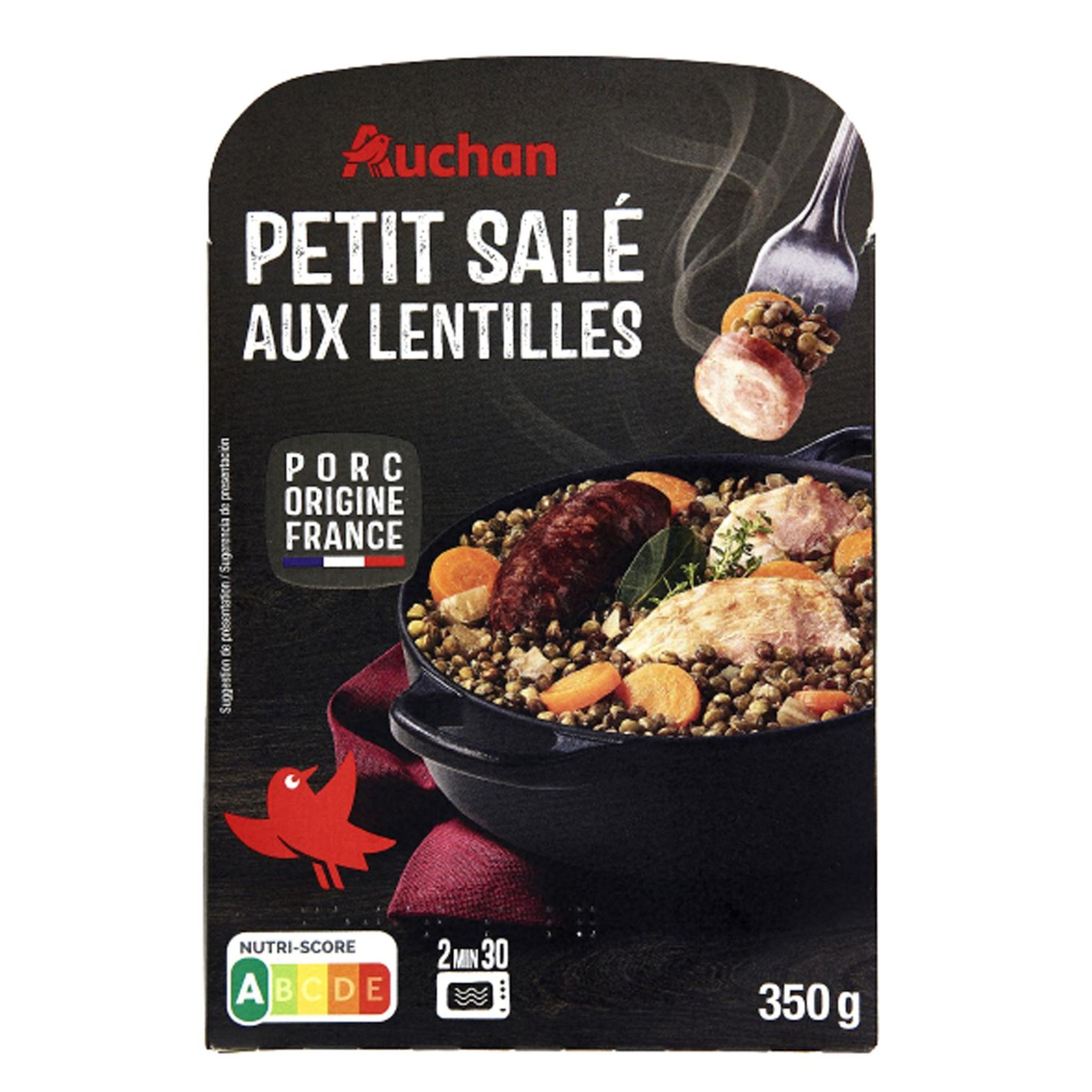 Voir la diapositive 4 : AUCHAN Petit salé aux lentilles vertes 350g