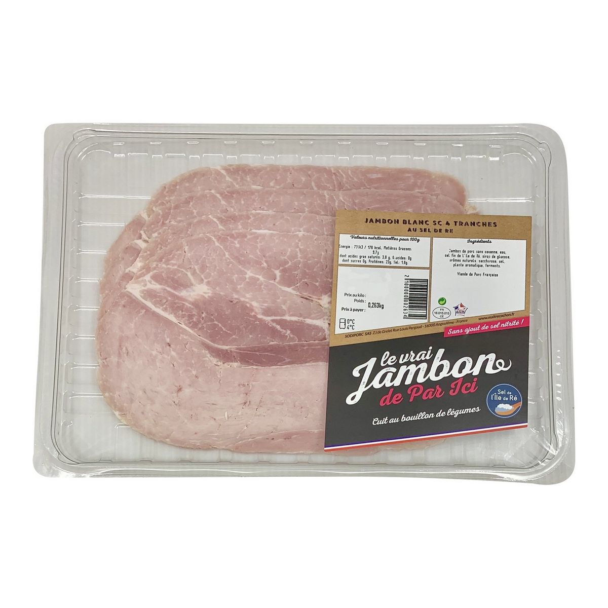 MAITRE COCHON Jambon blanc sans couenne sans ajout de sel 4 tranches 240g