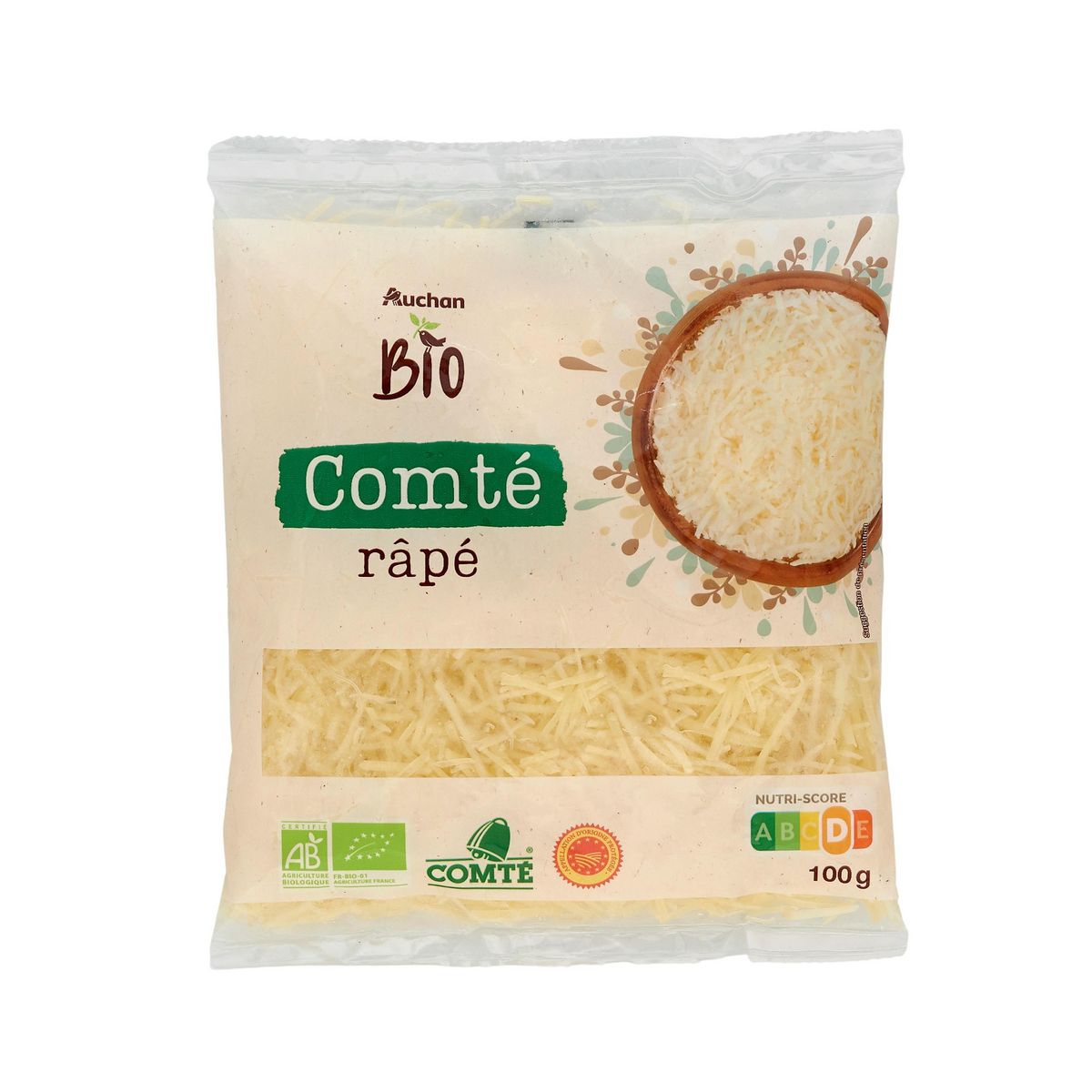 AUCHAN BIO Comté râpé AOP 100g