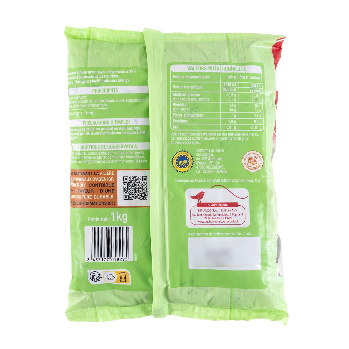 AUCHAN Pruneaux d'Agen entiers 1kg