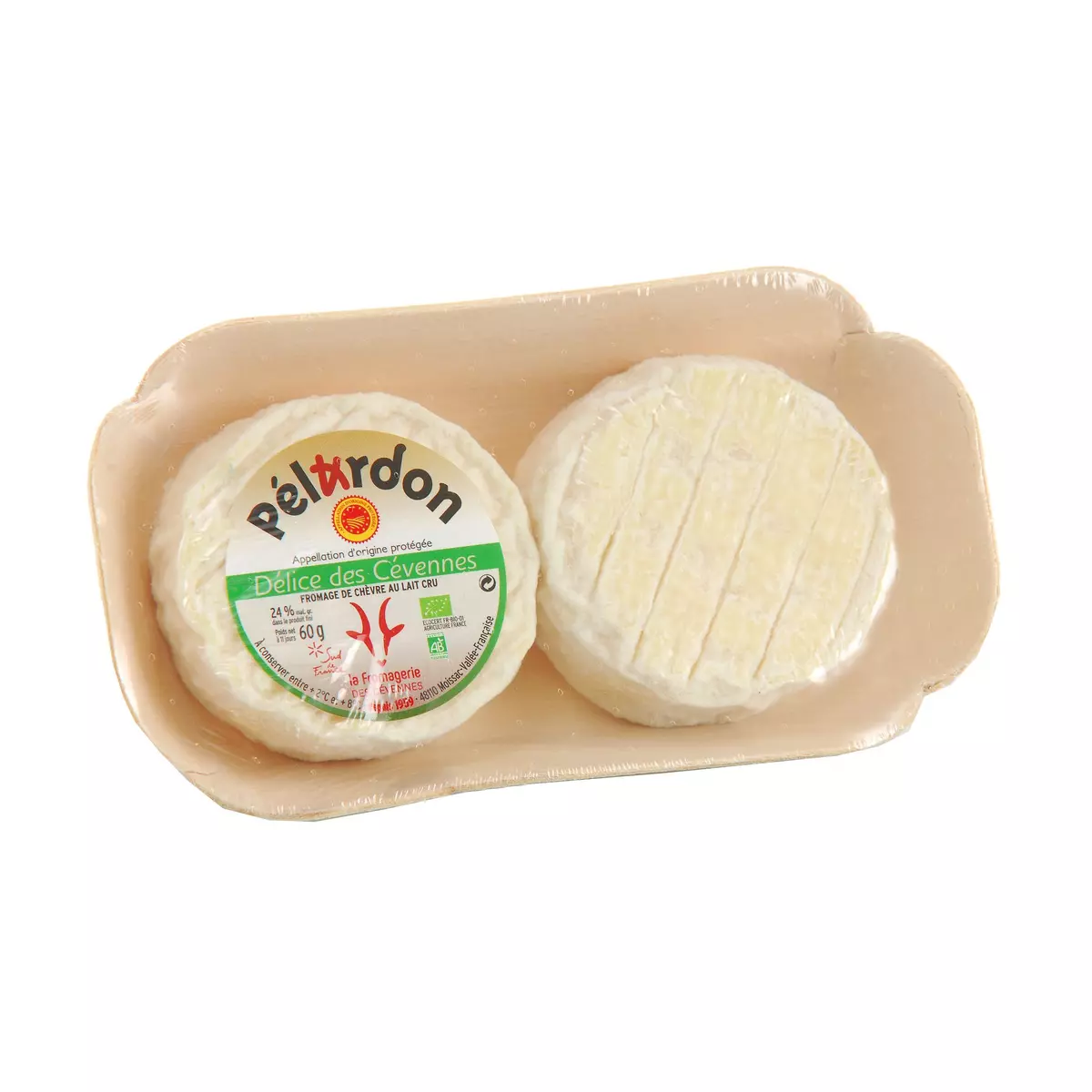 LA FROMAGERIE DES CEVENNES Pélardon fromage de chèvre au lait cru AOP bio 2x60g