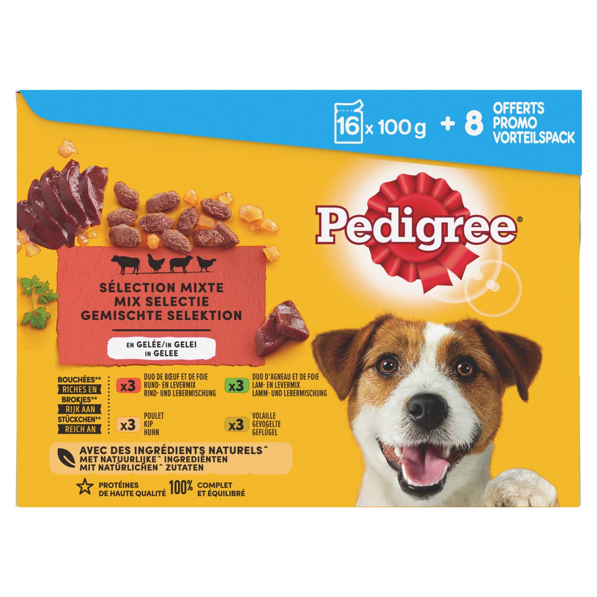 PEDIGREE Sachet repas pâtée en gelée viandes pour chien 16+8 offerts 24x100g