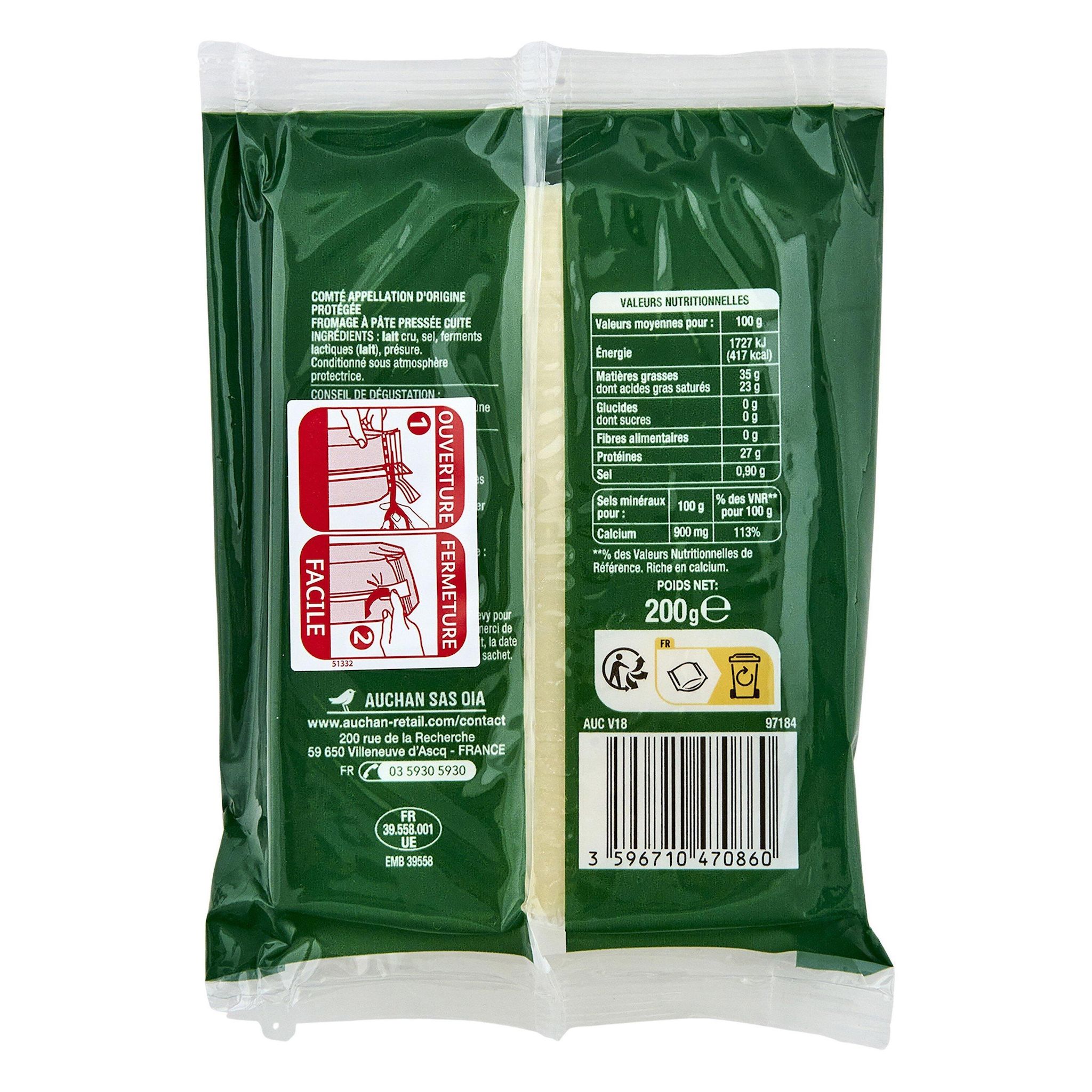 Voir la diapositive 2 : AUCHAN Comté AOP 8 mois d'affinage minimum 200g