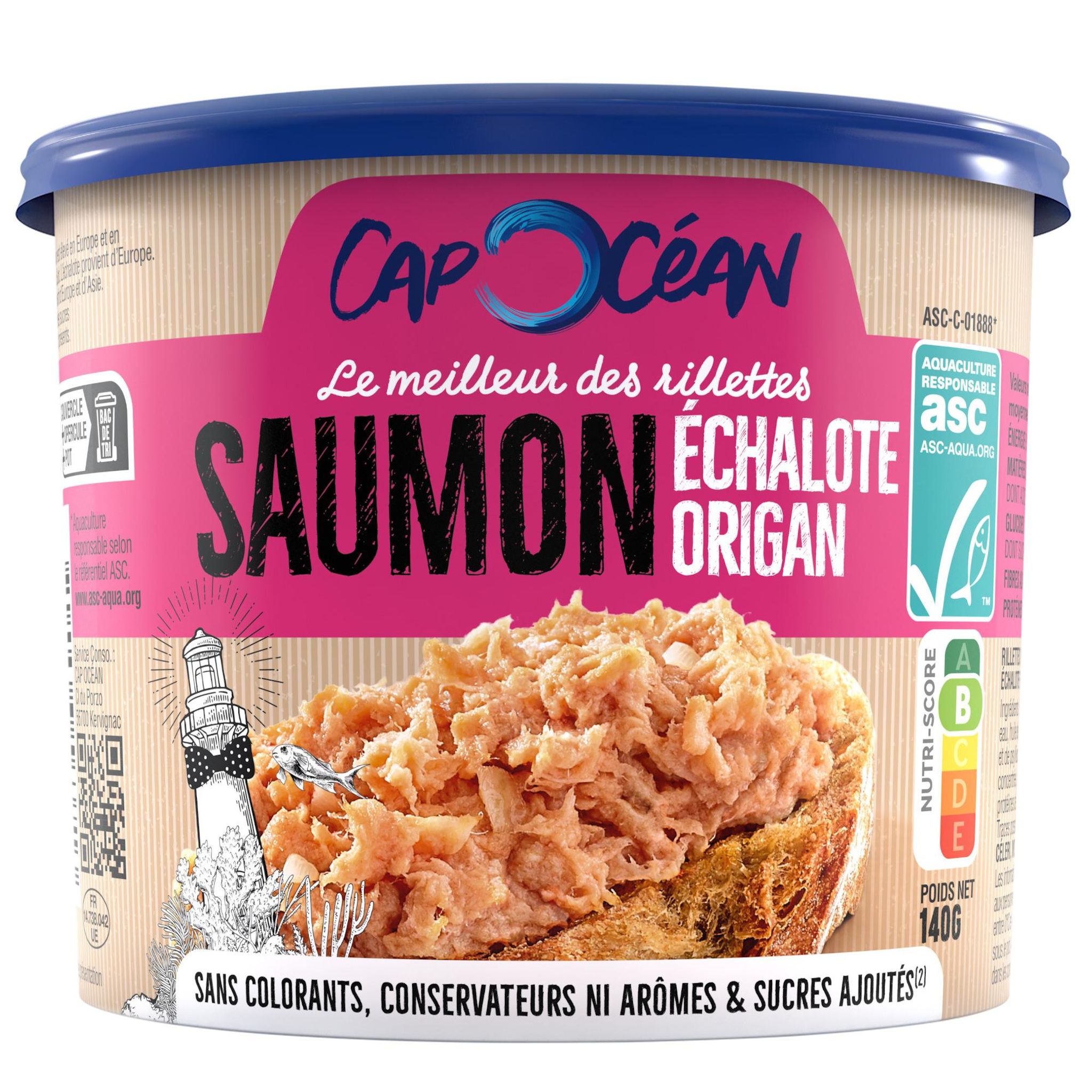 CAP OCEAN Rillette incroyables de saumon échalotes 140g
