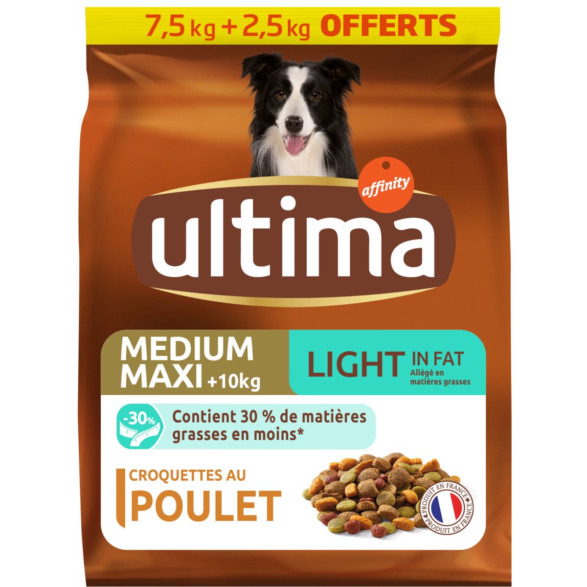 ULTIMA Croquettes au poulet pour chien medium  7,5kg +2,5kg offerts