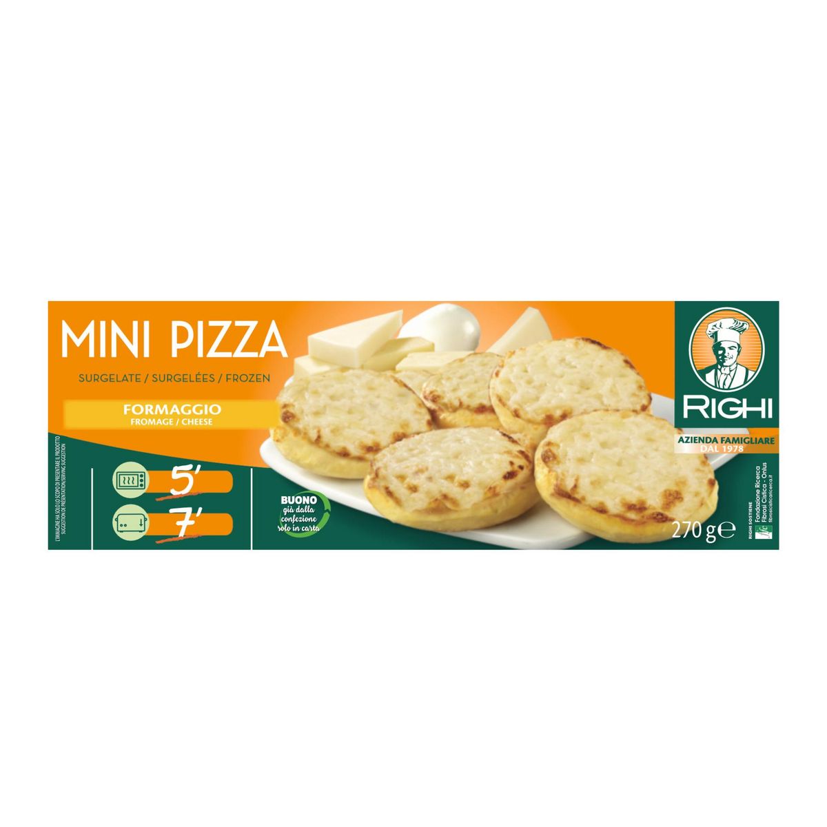 Mini pizzas au fromage surgelées 9 pièces 9x30g