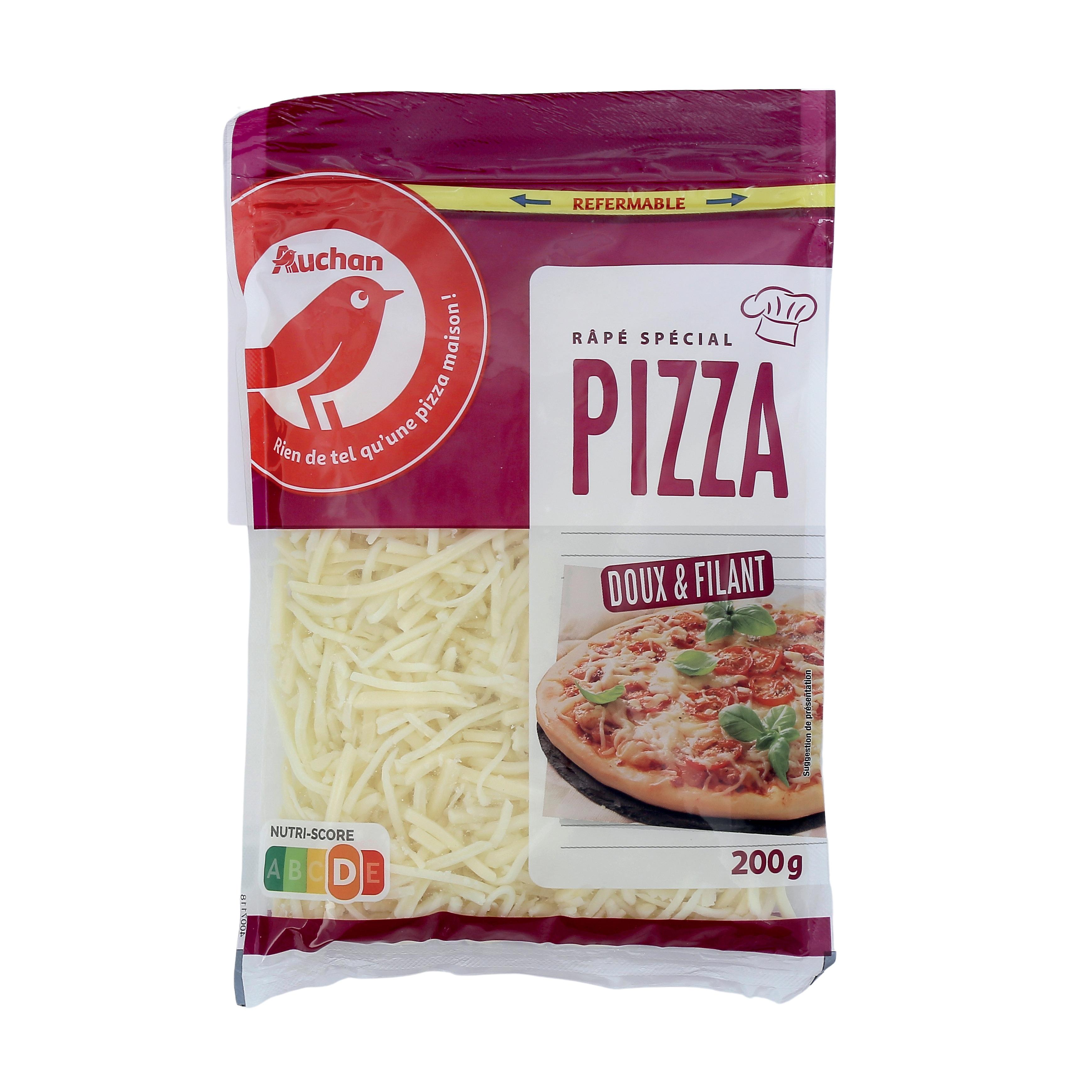 Voir la diapositive 2 : AUCHAN Râpé spécial pizza doux et filant 200g