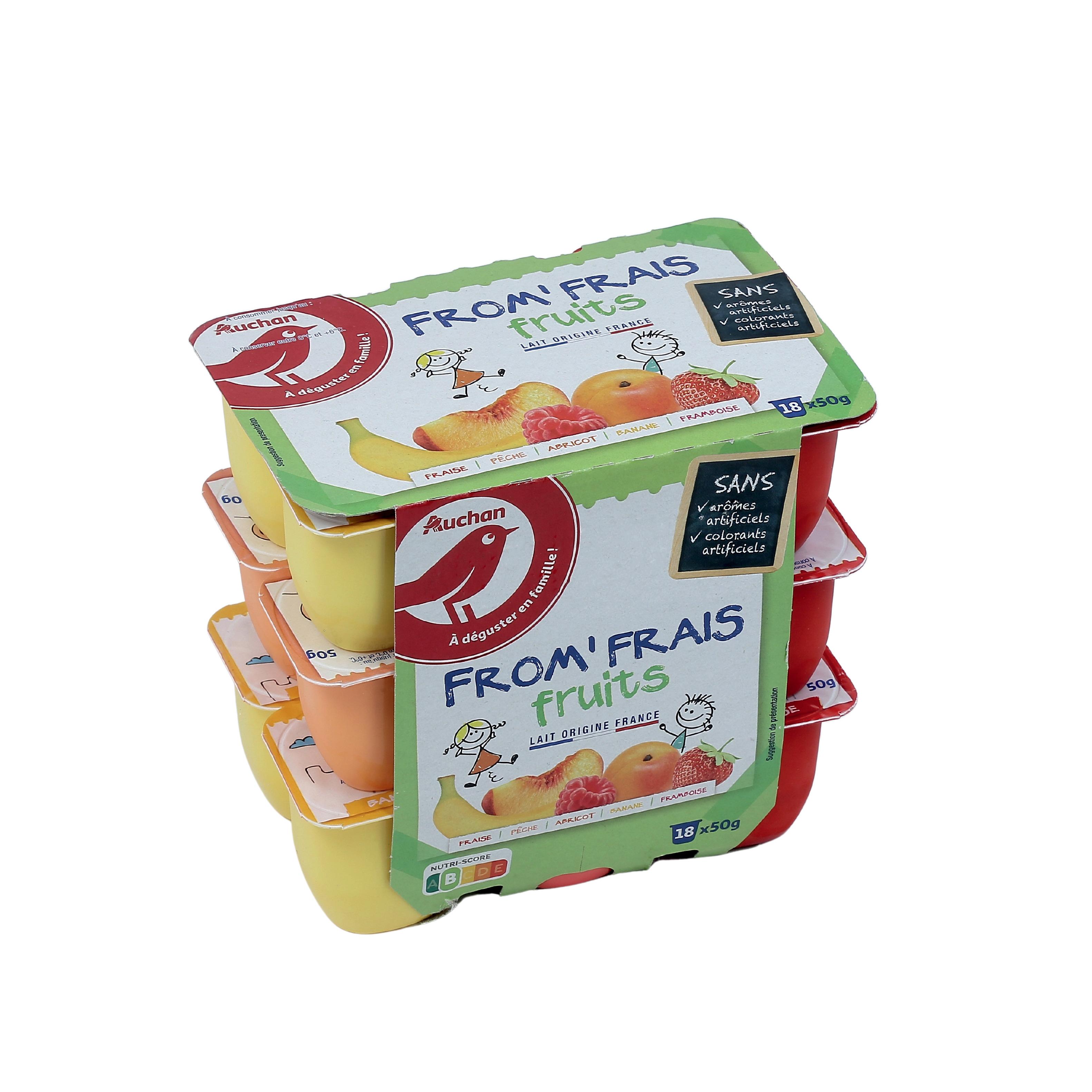 Voir la diapositive 2 : AUCHAN Fromage frais aux fruits 18x50g