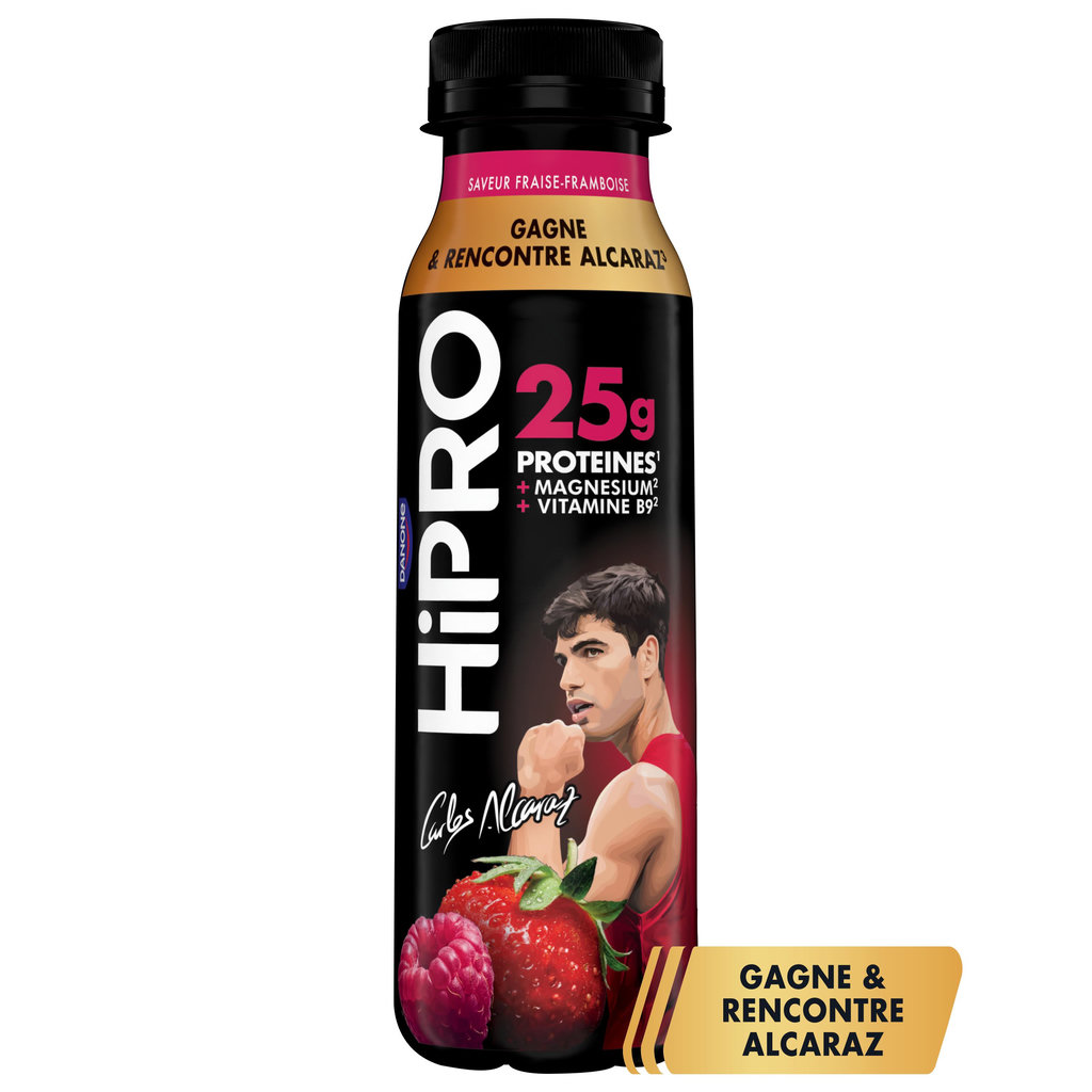 HIPRO Yaourt à boire protéiné saveur fraise framboise 0% MG 300g