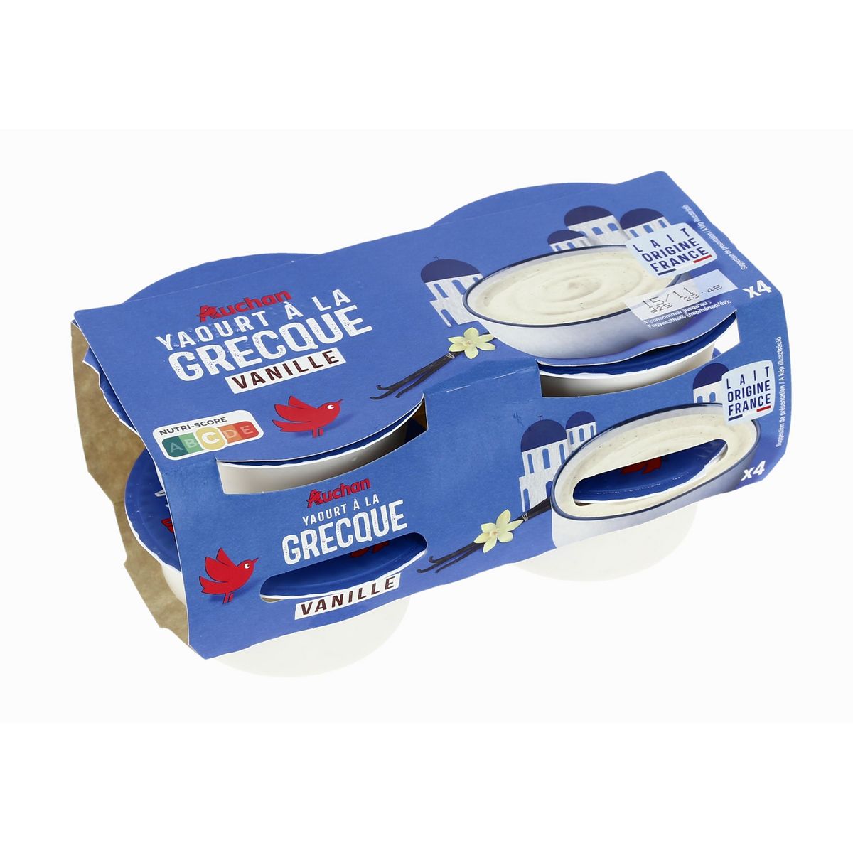 AUCHAN Yaourt à la grecque à la vanille 4x150g