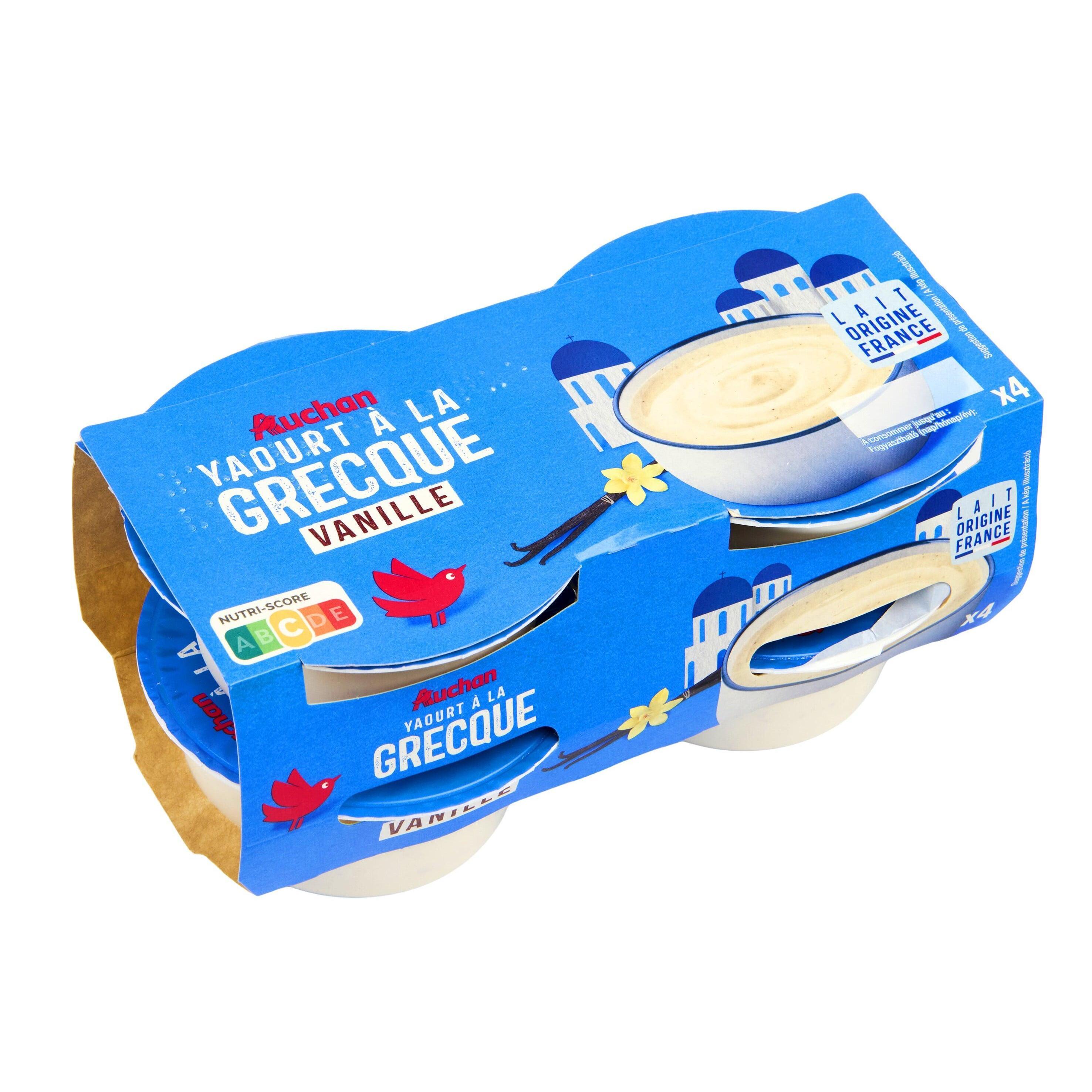 Voir la diapositive 3 : AUCHAN Yaourt à la grecque à la vanille 4x150g