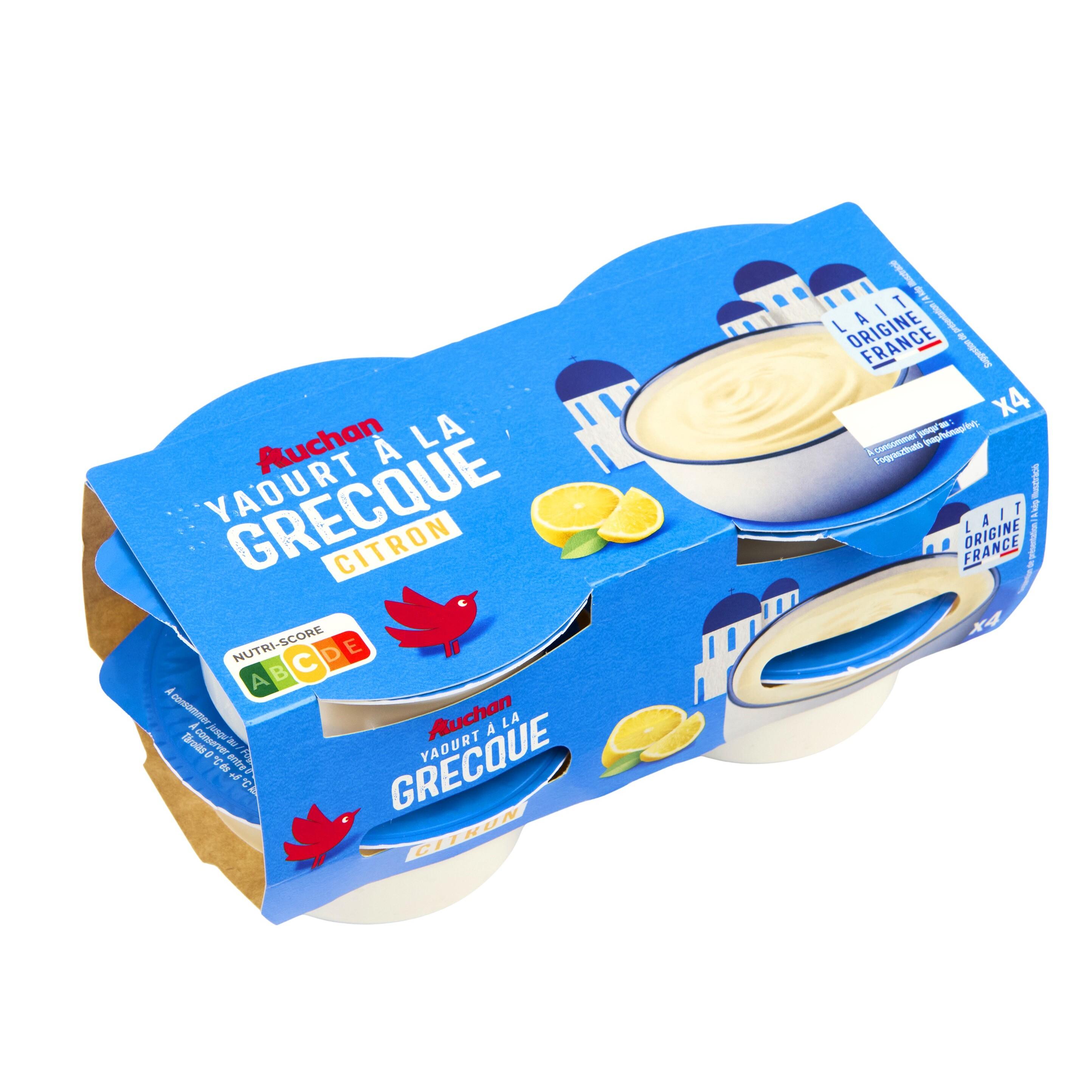 Voir la diapositive 3 : AUCHAN Yaourt à la grecque au citron 4x150g
