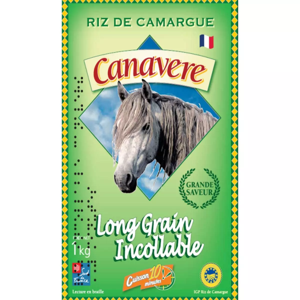 CANAVERE IGP Riz long grain étuvé de Camargue prêt en 10 min 1kg