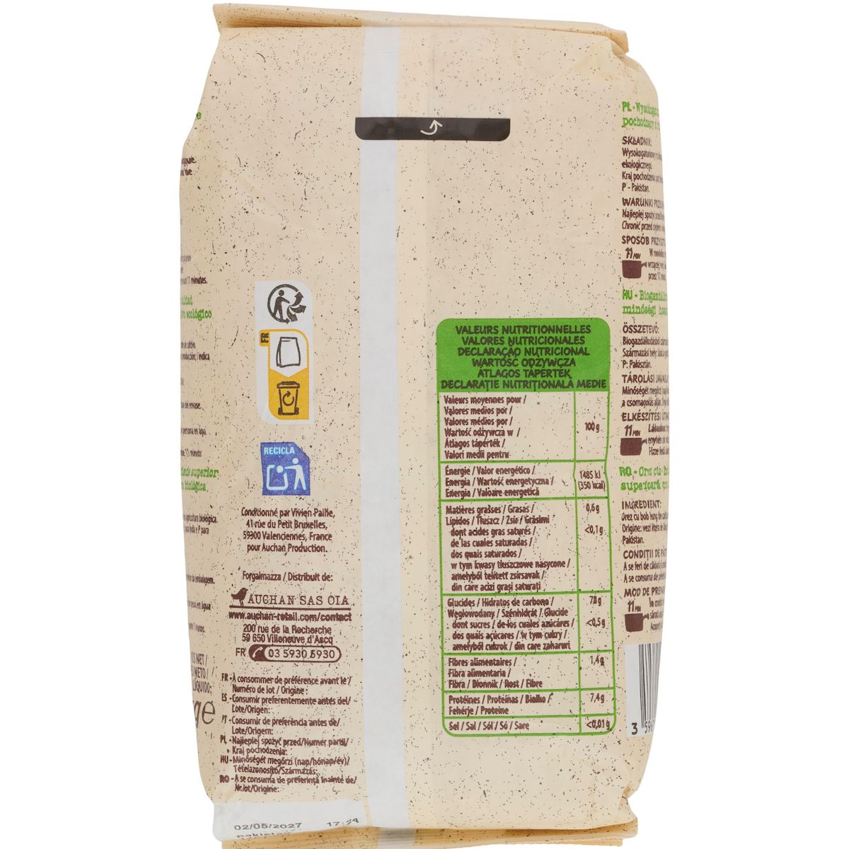 AUCHAN BIO Riz basmati 1kg