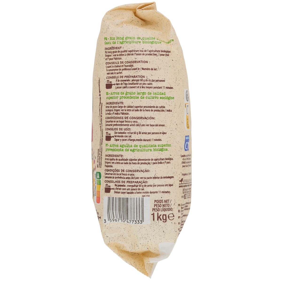 AUCHAN BIO Riz basmati 1kg