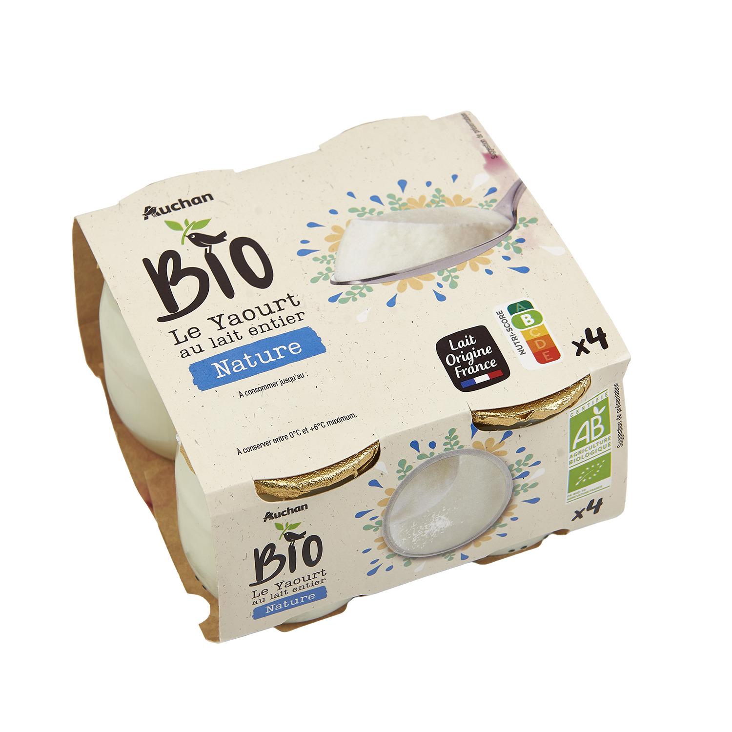 Voir la diapositive 3 : AUCHAN BIO Yaourt nature 4x125g