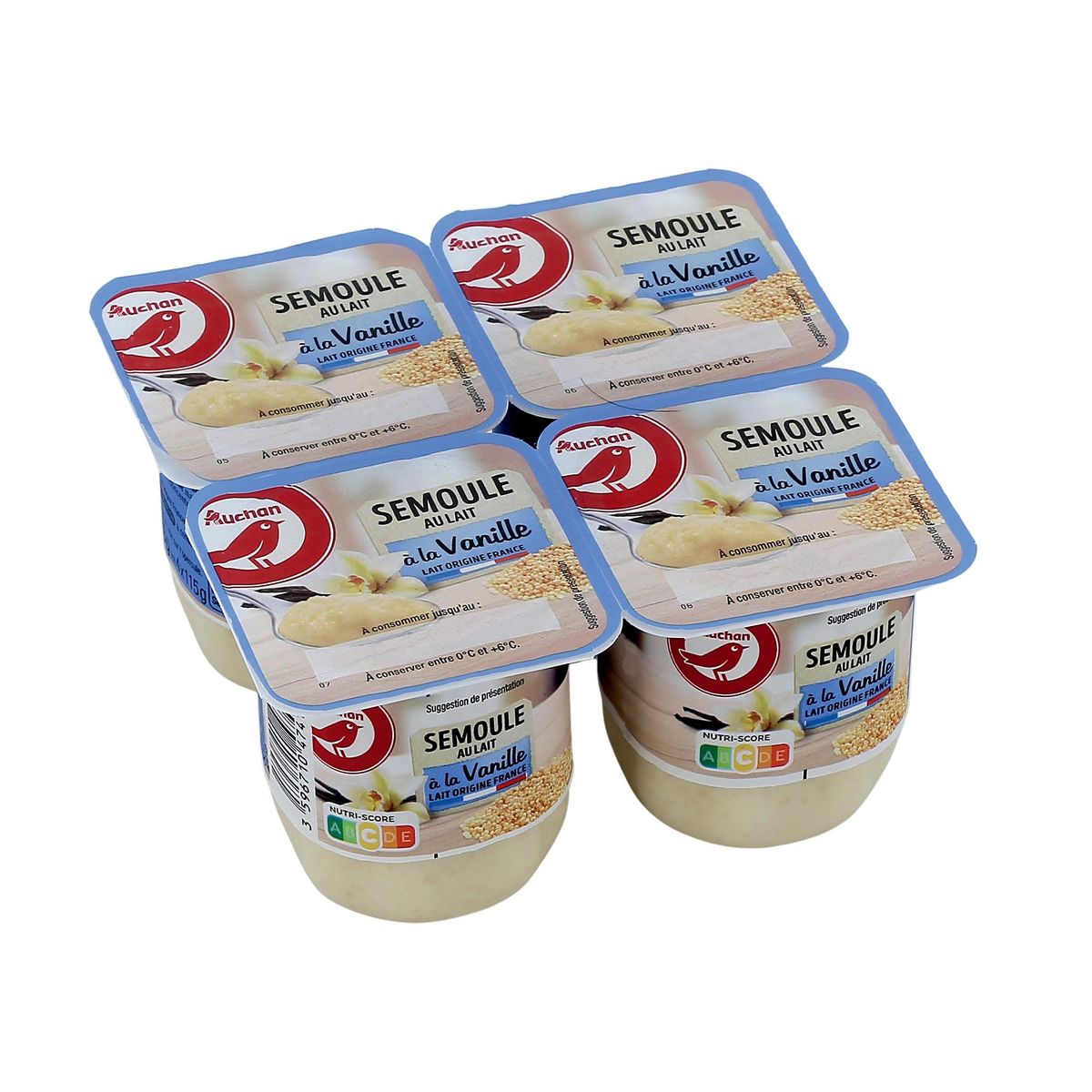 AUCHAN Semoule au lait à la vanille 4x115g