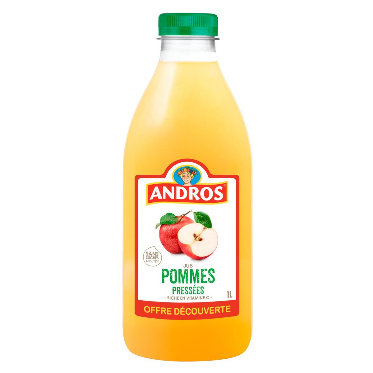 ANDROS Jus de pomme pressée sans sucres ajoutés 1l