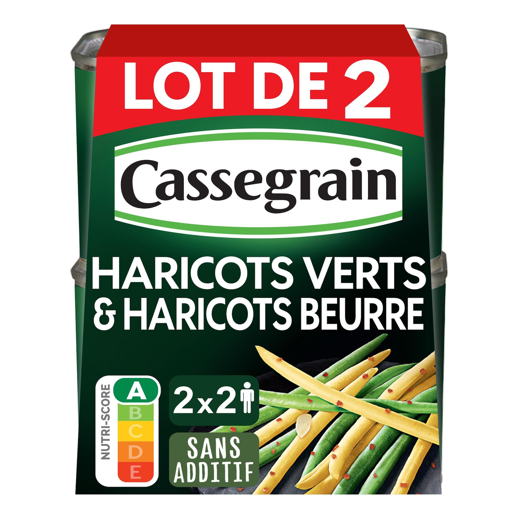 CASSEGRAIN Haricots verts et haricots beurre 2x2 portions 2x220g