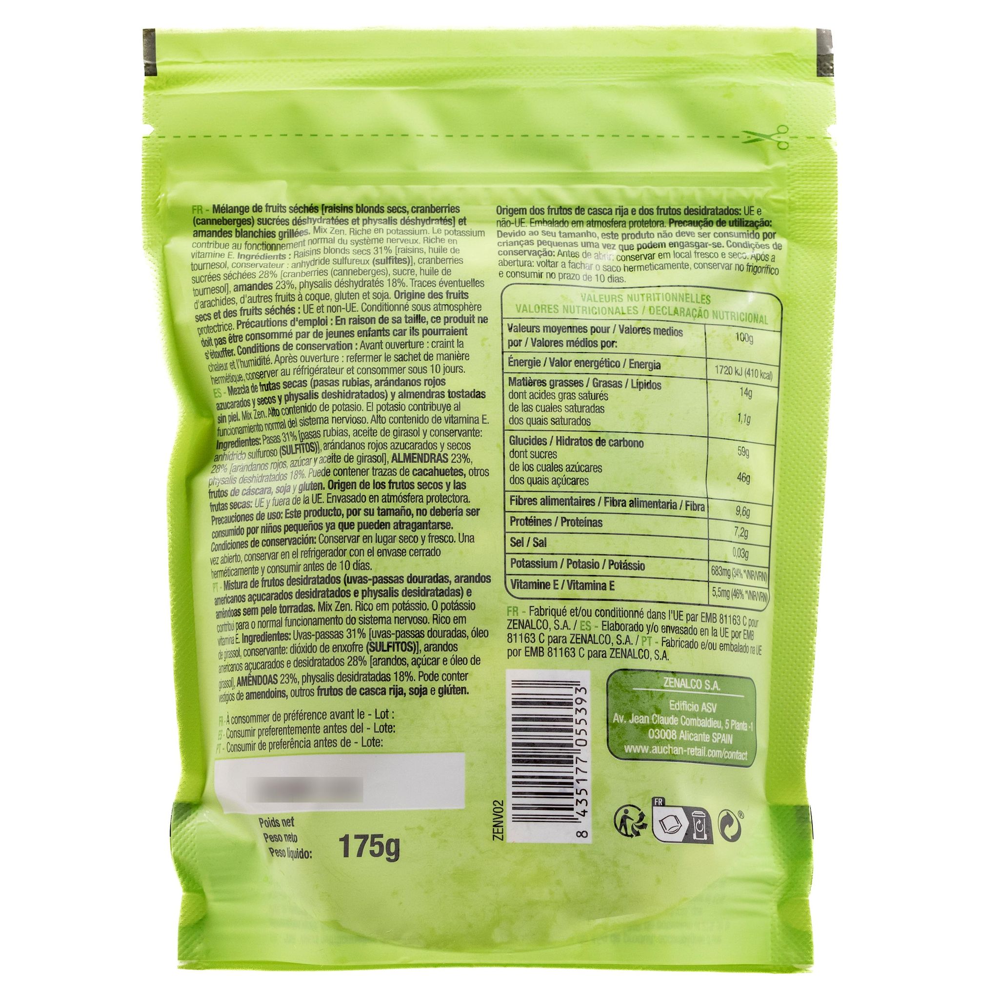 Voir la diapositive 2 : AUCHAN Mix zen 175g