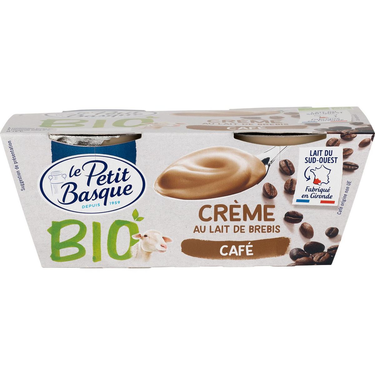 PETIT BASQUE Crème dessert au café et au lait de brebis bio 2x100g