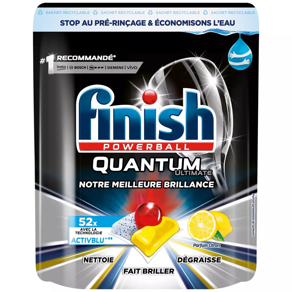 FINISH Quantum ultimate Tablettes pour lave-vaisselle 52 tablettes