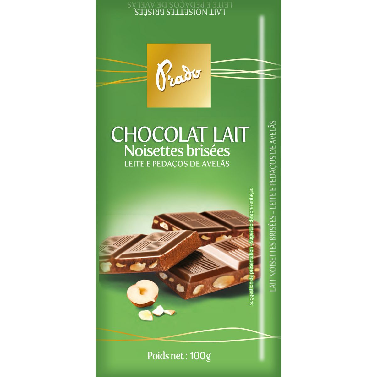 PRADO Tablette de chocolat au lait noisettes brisées 2x100g