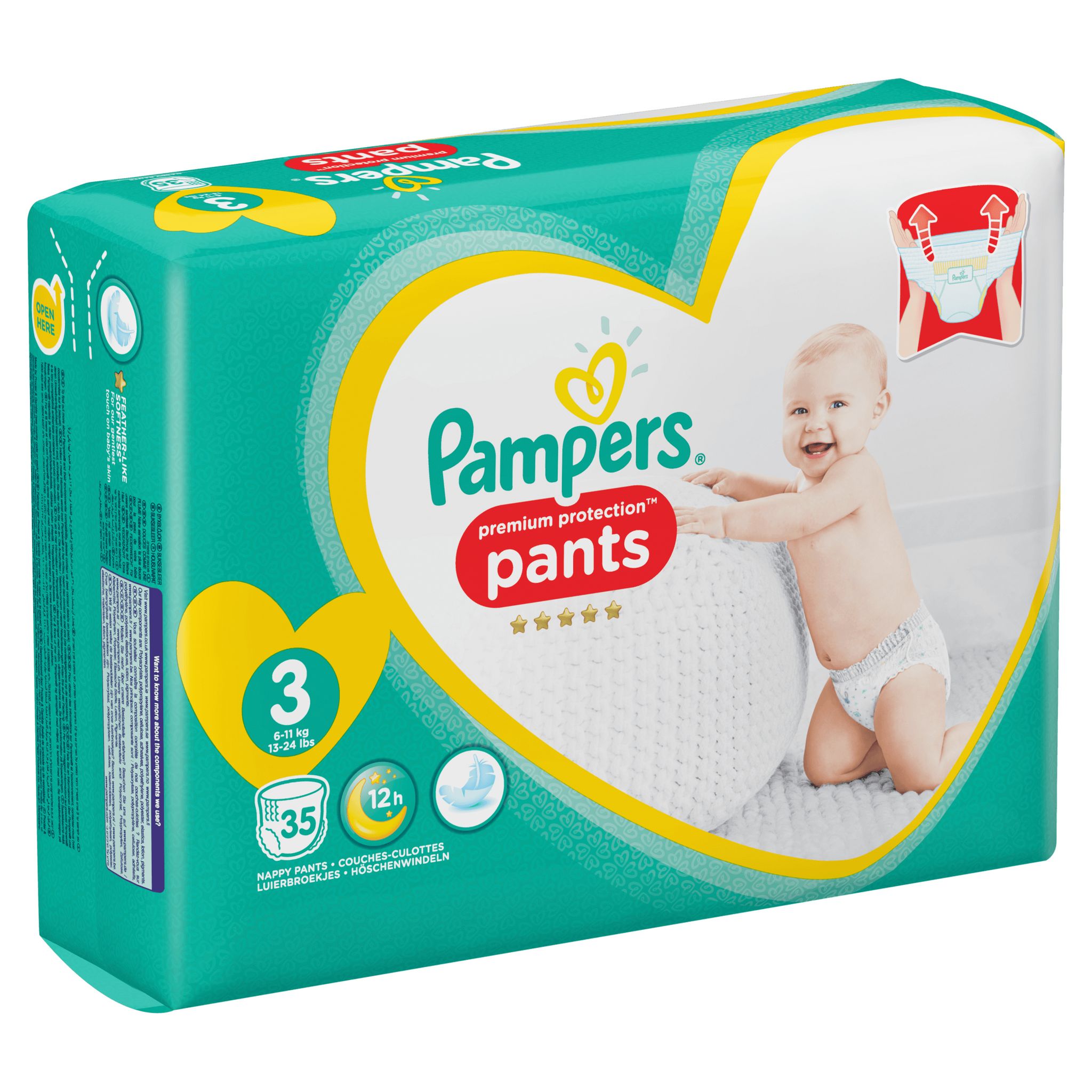 Voir la diapositive 3 : PAMPERS Active fit pants couches culottes taille 3 de 6 à 11kg 35 couches