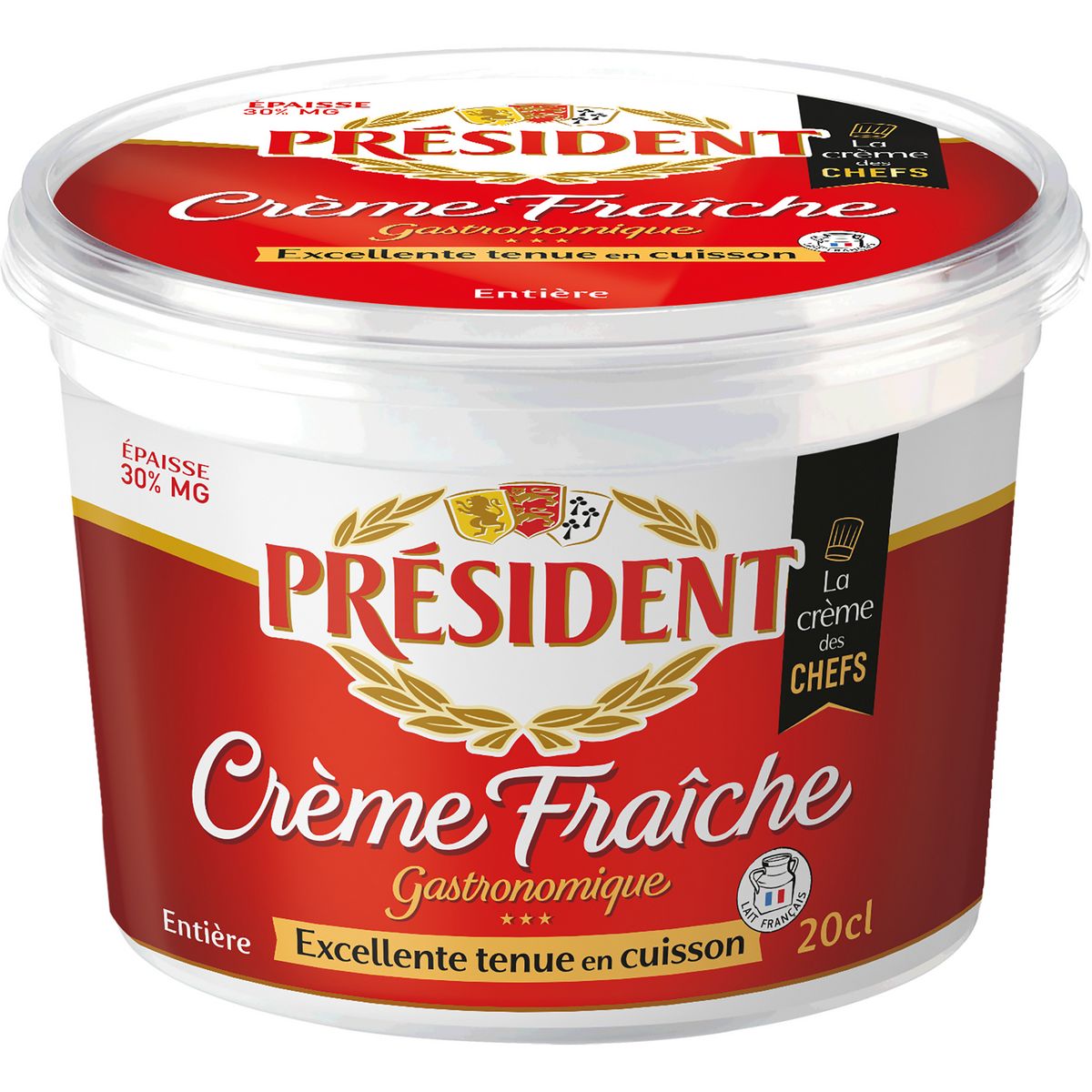 PRESIDENT Crème fraîche épaisse entière gastronomique 20cl