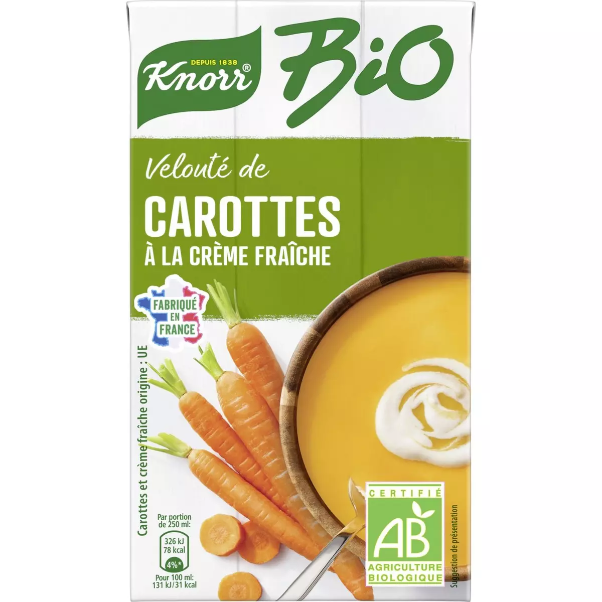 KNORR Velouté de carottes à la crème fraîche bio 1l