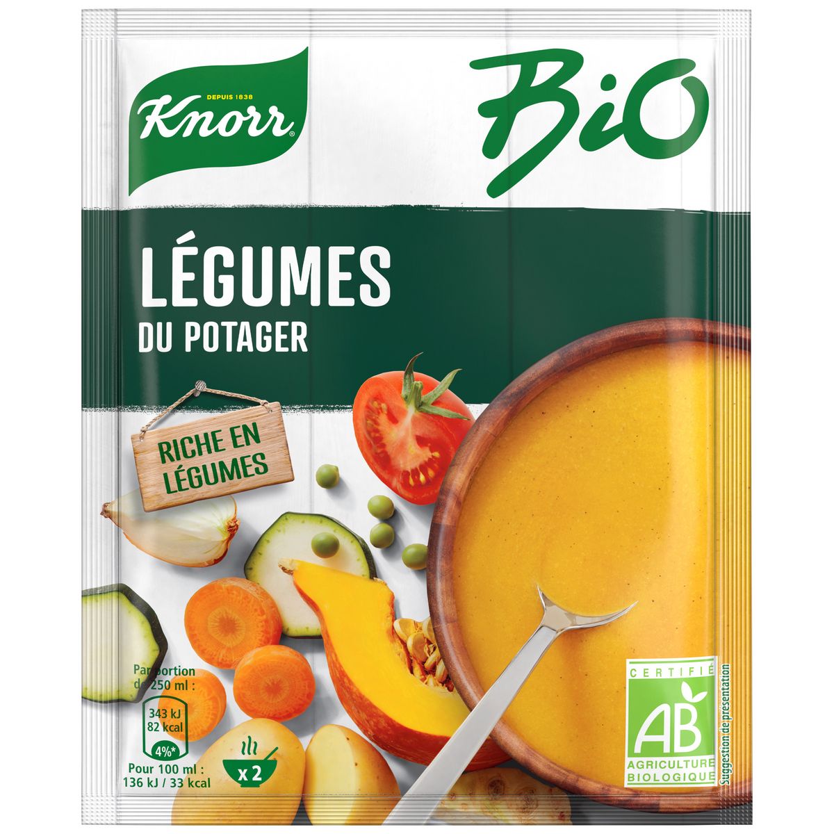 KNORR Soupe bio déshydratée légumes du potager 2 personnes 1l