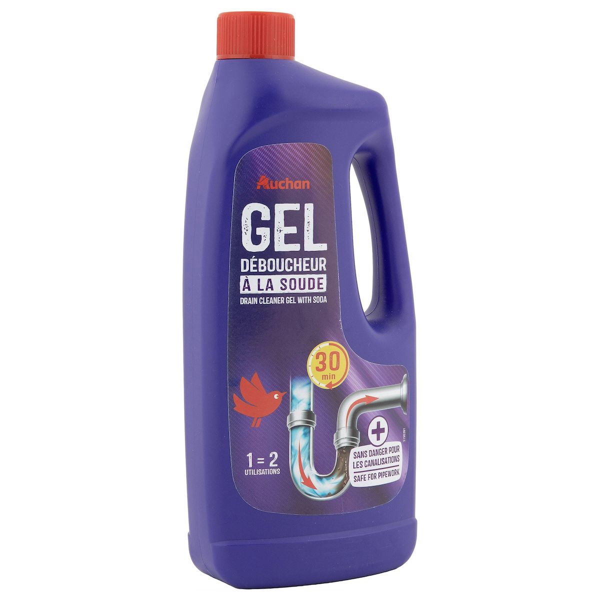 AUCHAN Gel déboucheur canalisations à la soude 1l
