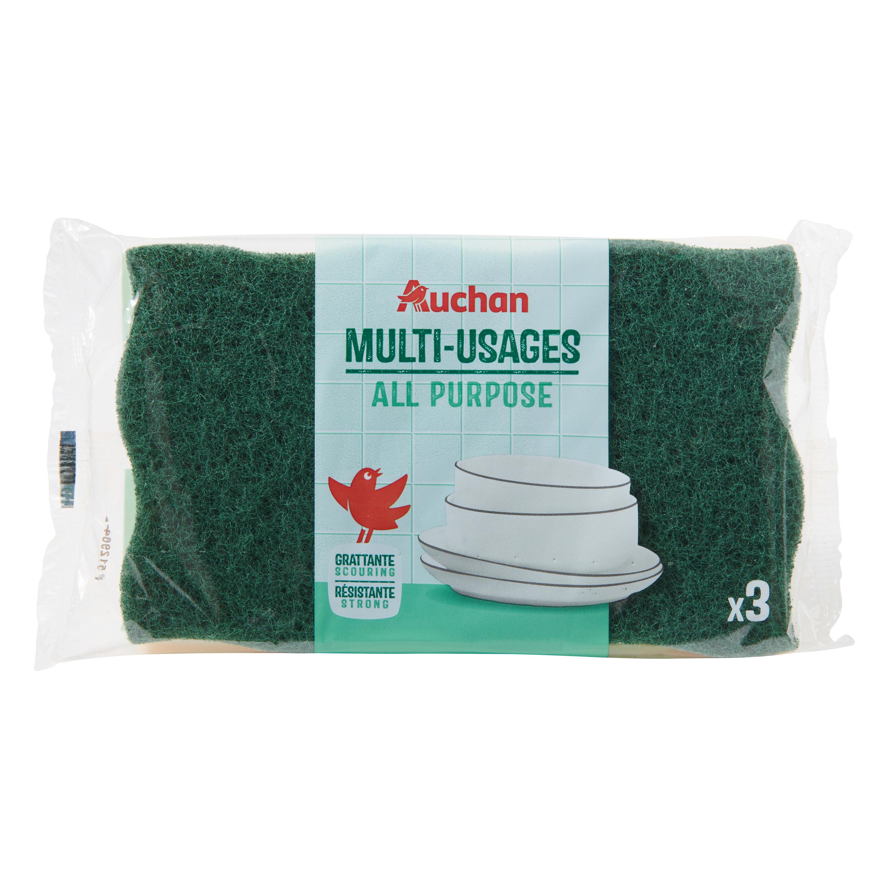 Voir la diapositive 3 : AUCHAN Éponges grattantes multi-usages 3 éponges