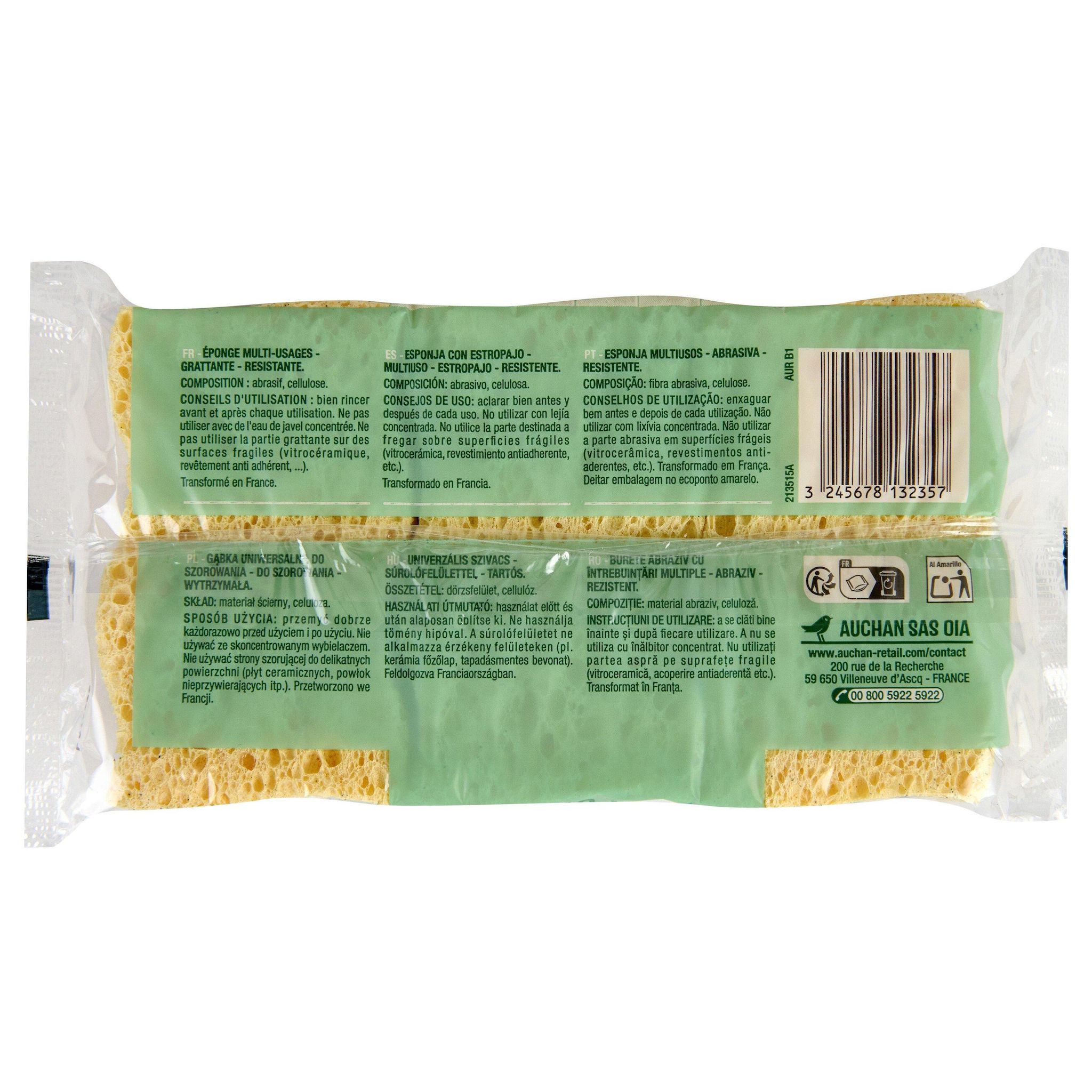 Voir la diapositive 4 : AUCHAN Éponges grattantes multi-usages 6 éponges