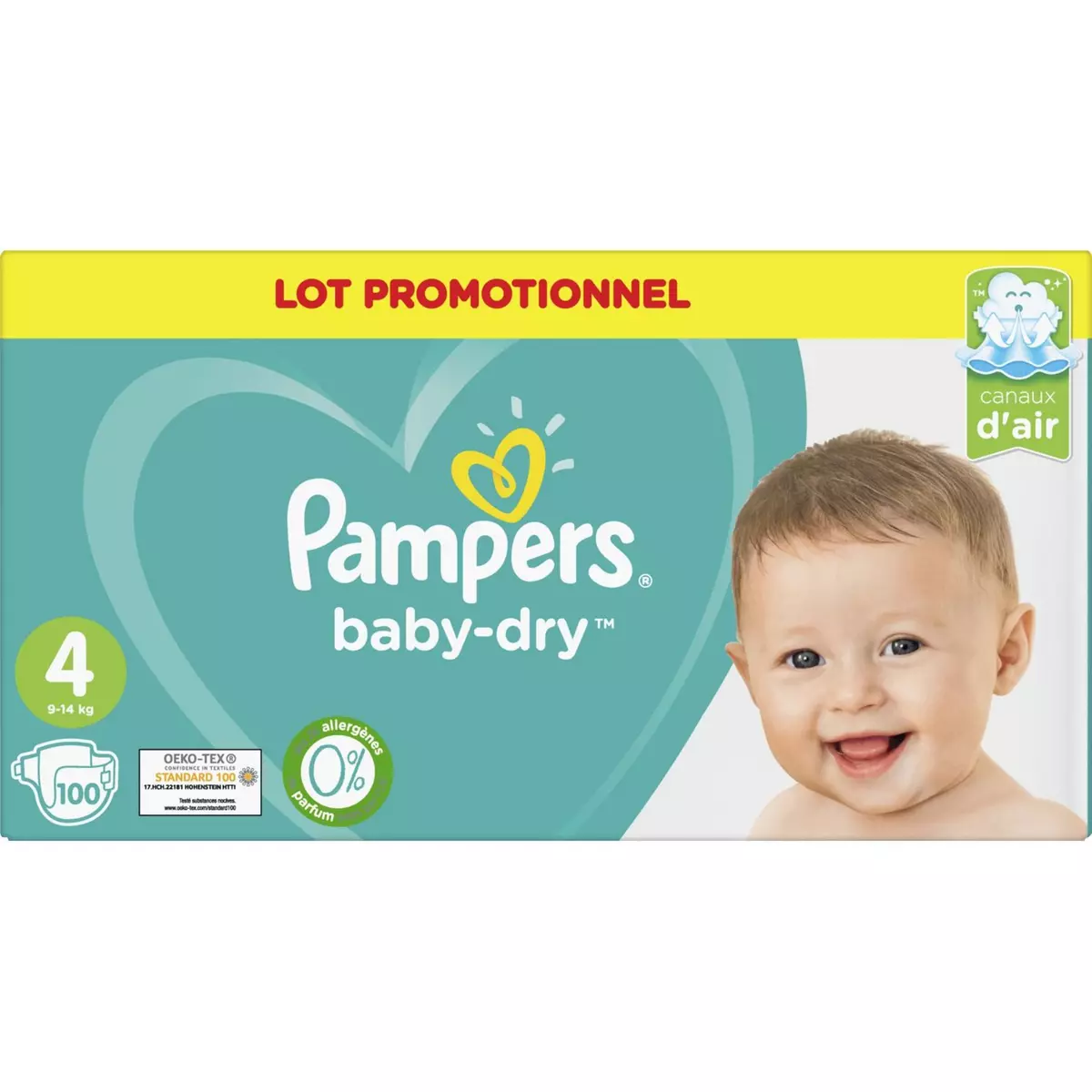 PAMPERS Baby-dry couches taille 4 (9-14kg) 100 couches