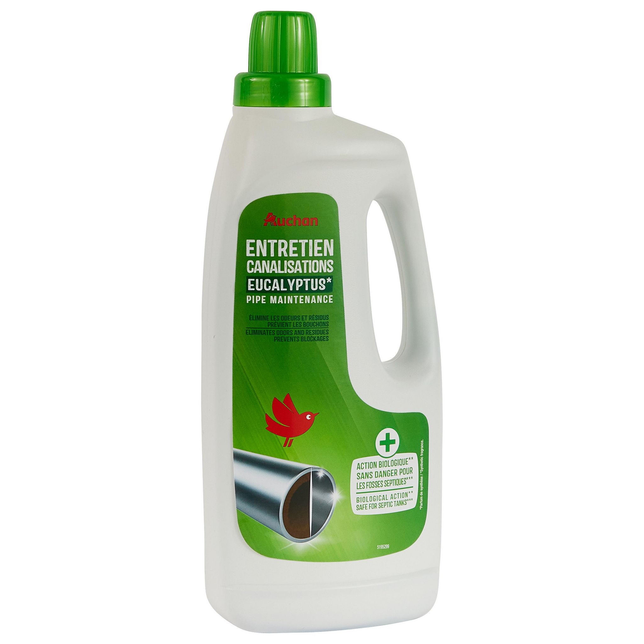 Voir la diapositive 2 : AUCHAN Gel entretien canalisations eucalyptus 1l