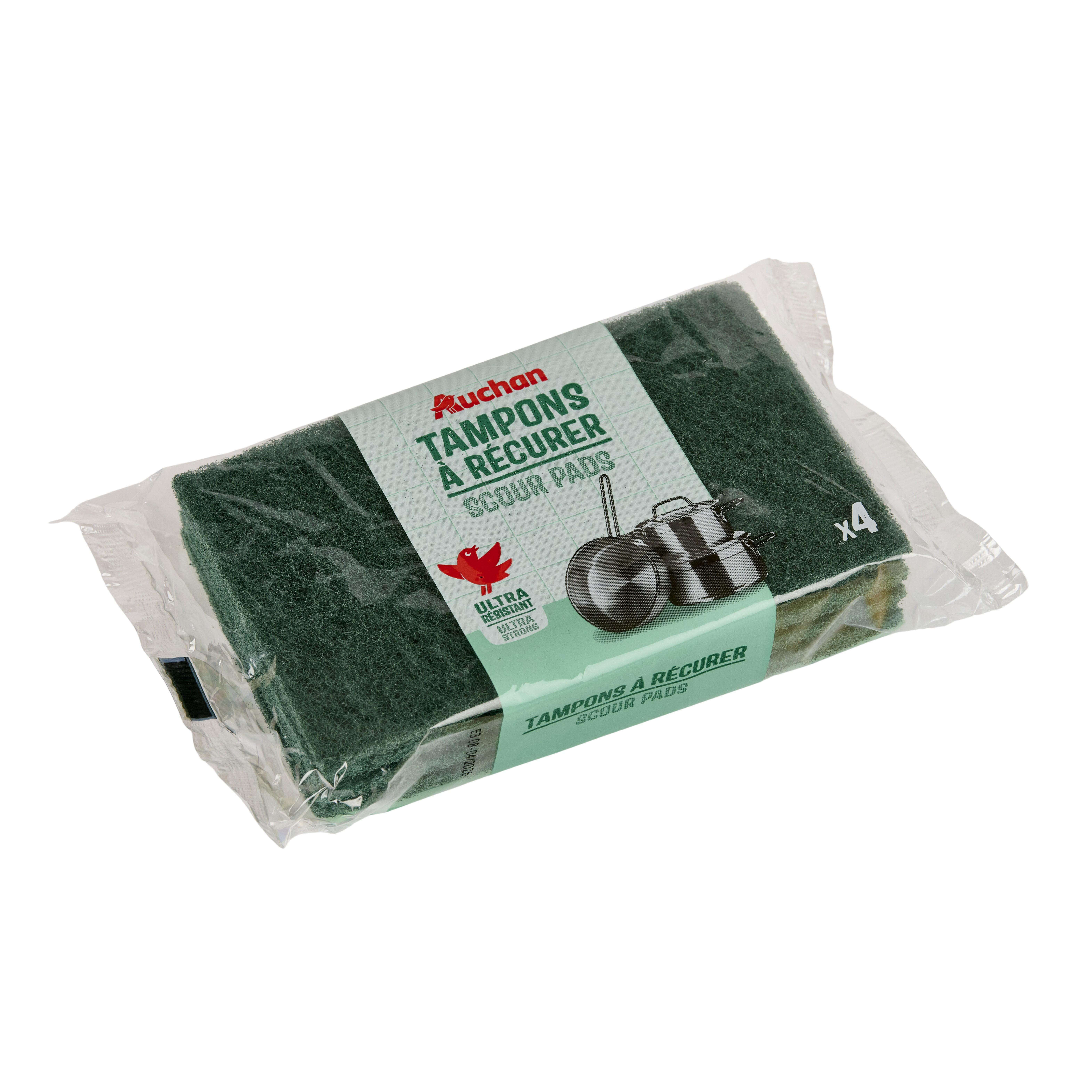 Voir la diapositive 3 : AUCHAN Éponges grattantes multi-usages 4 tampons