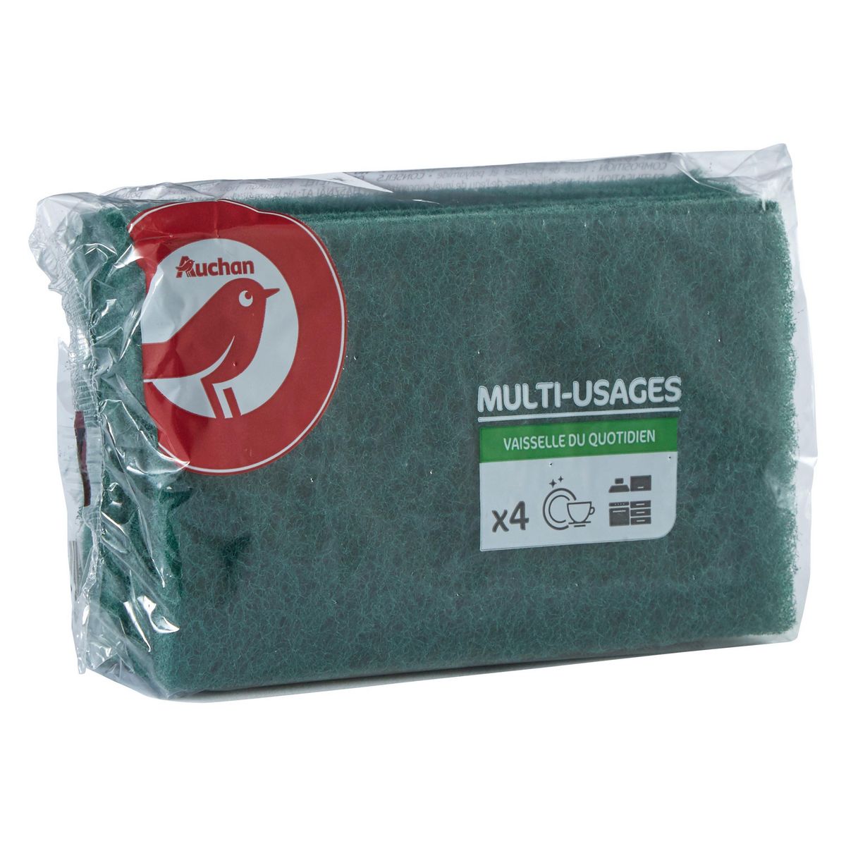 AUCHAN Éponges grattantes multi-usages 4 tampons