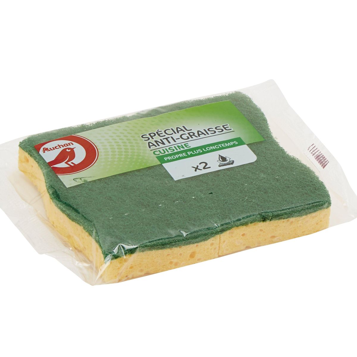 AUCHAN Éponges grattantes anti- graisse 2 éponges