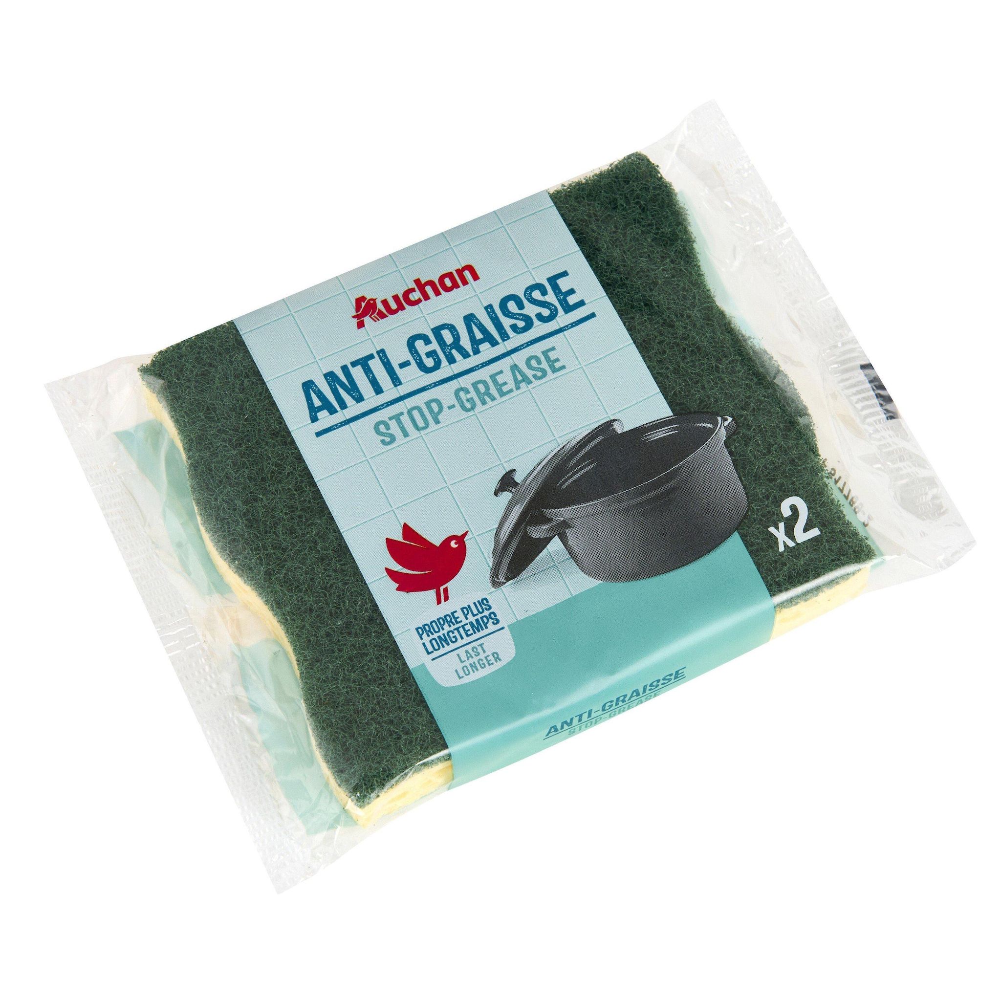 Voir la diapositive 5 : AUCHAN Éponges grattantes anti- graisse 2 éponges
