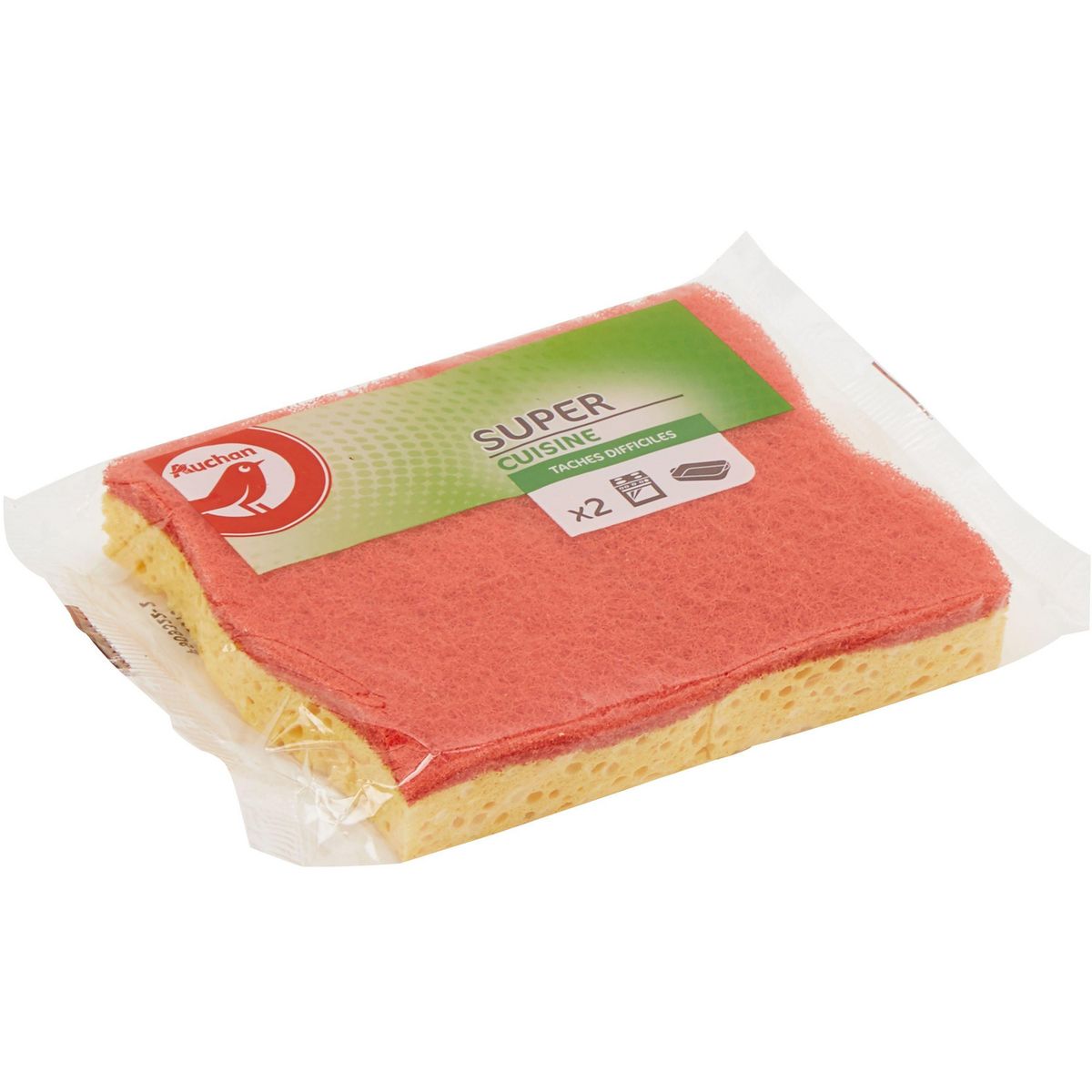 AUCHAN Éponges cuisine tâches difficiles 2 éponges