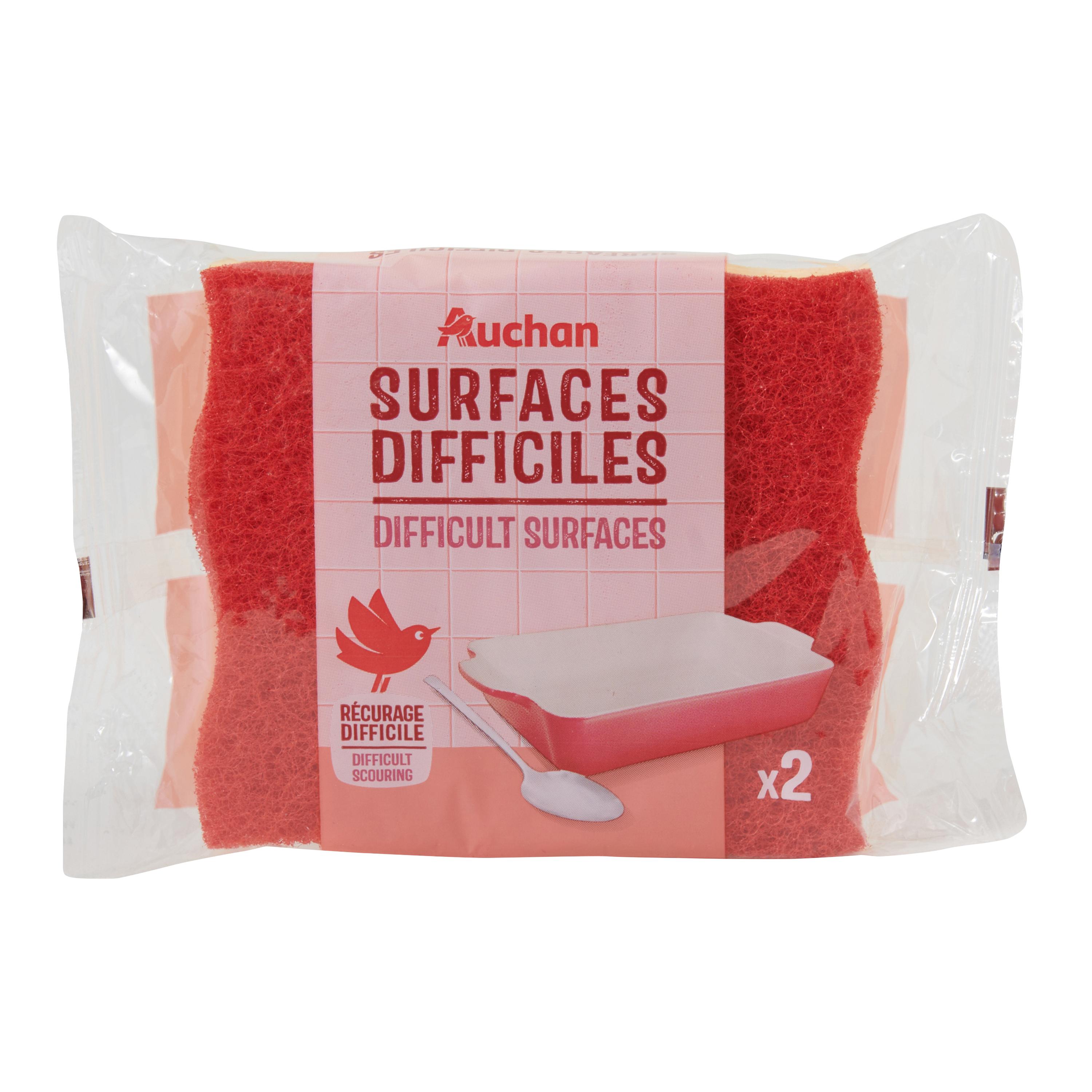 Voir la diapositive 3 : AUCHAN Éponges cuisine tâches difficiles 2 éponges