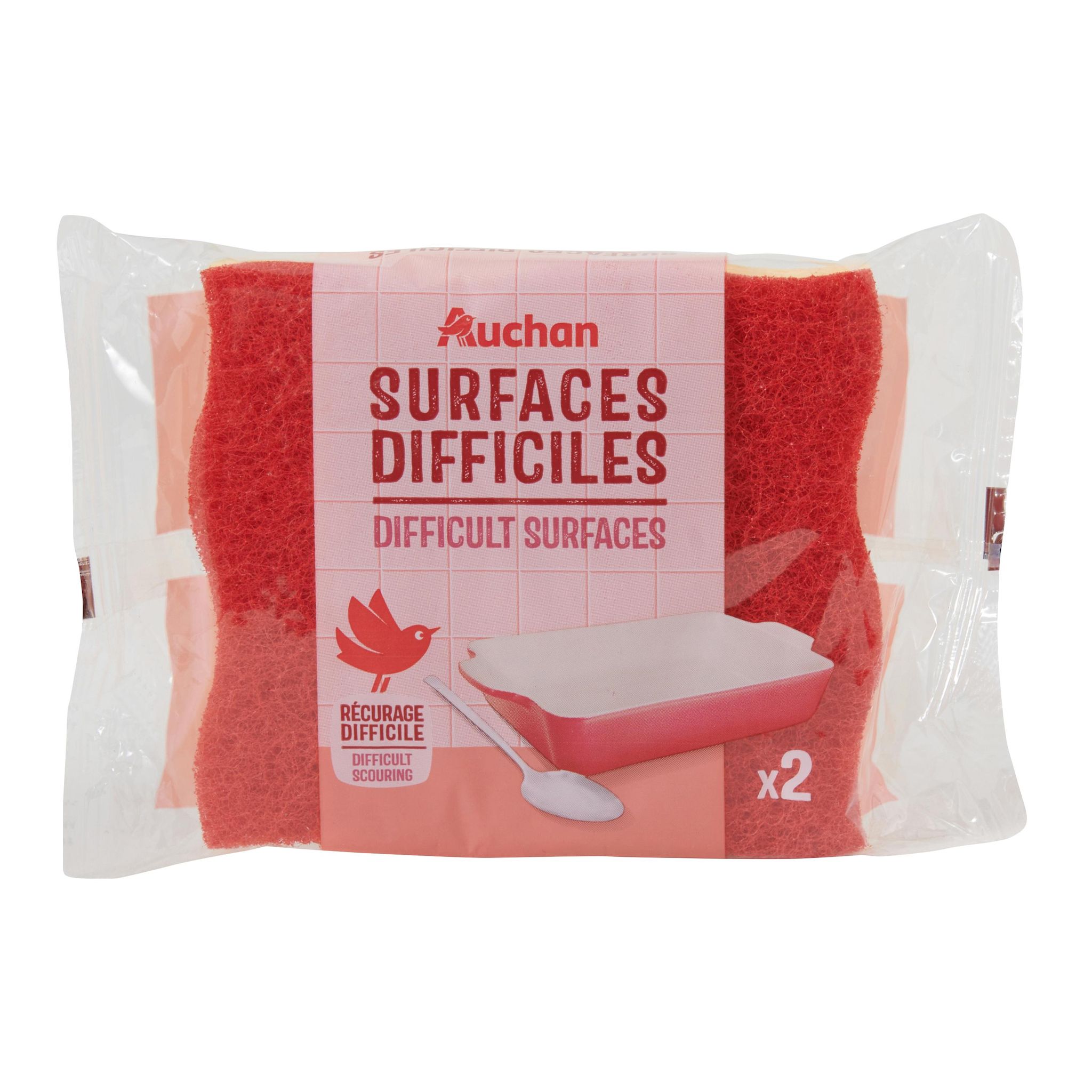 Voir la diapositive 5 : AUCHAN Éponges cuisine tâches difficiles 2 éponges