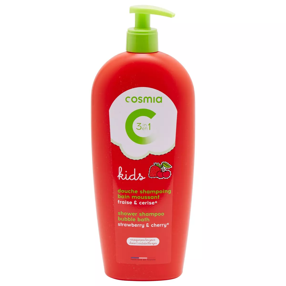 COSMIA Kids gel douche enfants corps bain et cheveux fraise & cerise 750ml