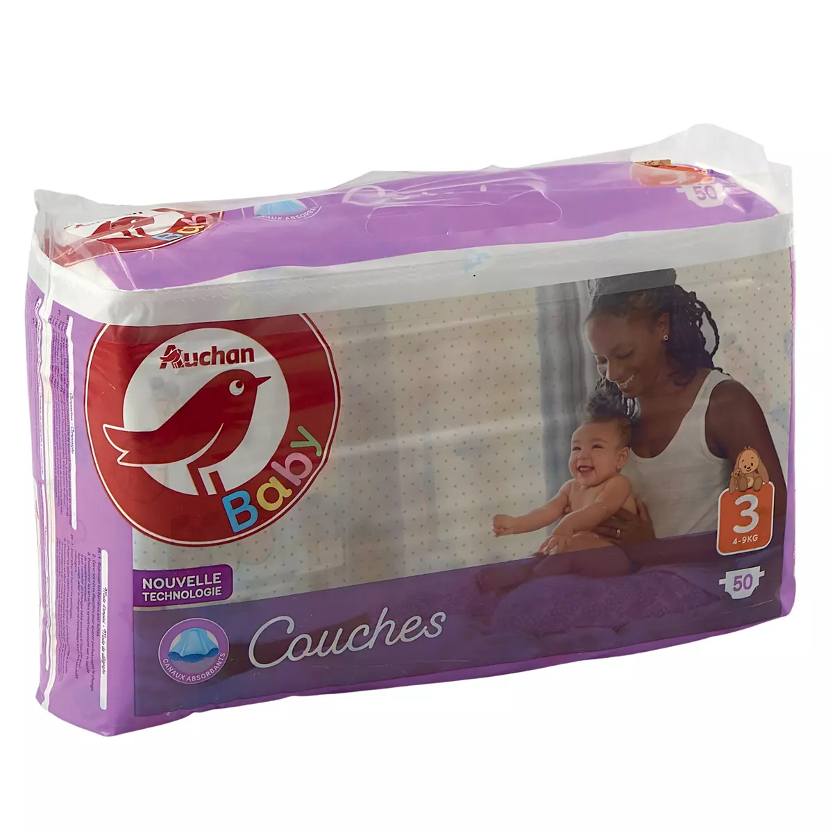 AUCHAN BABY Couches taille 3 (4-9kg) 50 couches