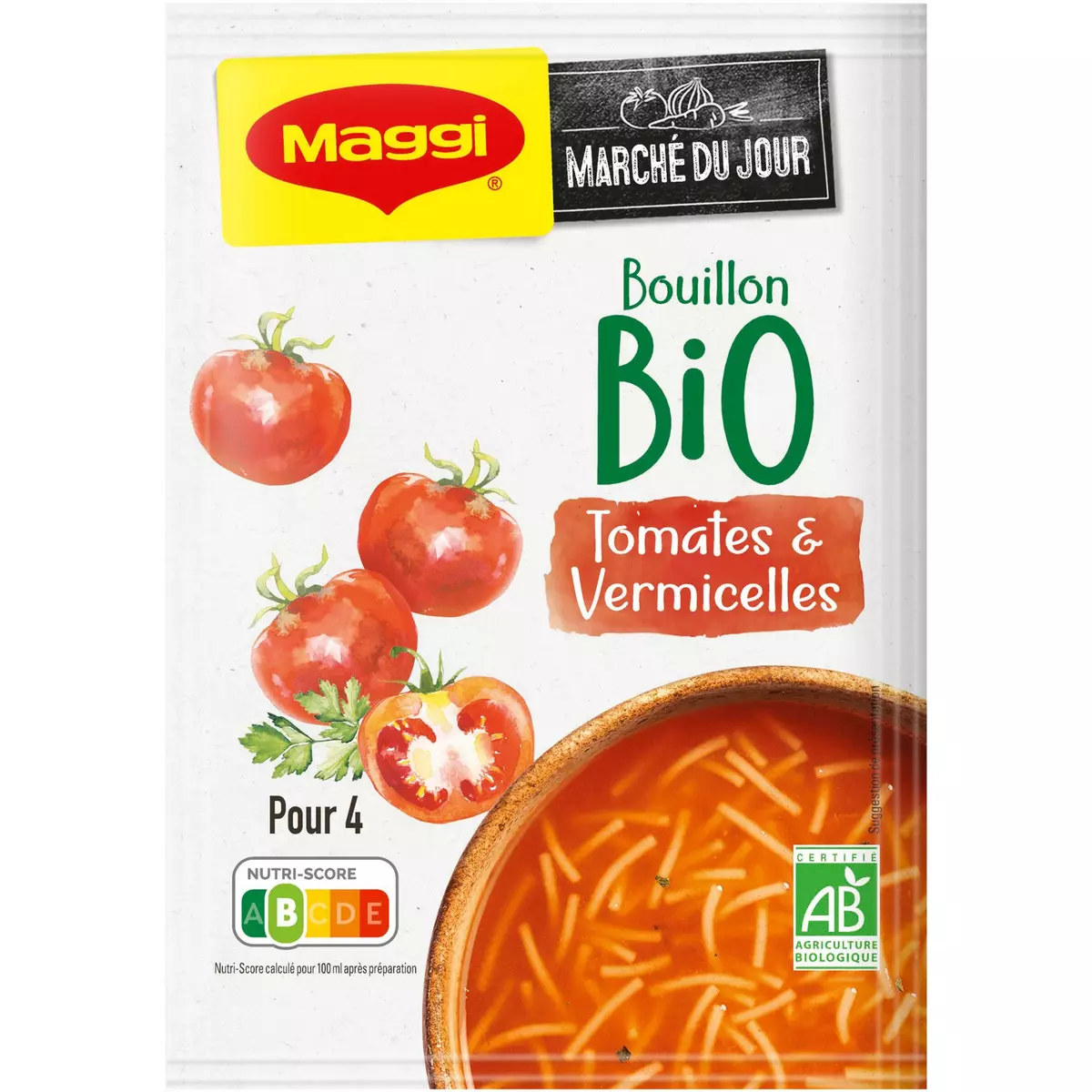 MAGGI Soupe deshydratée tomates et vermicelles bio 4 personnes 70g