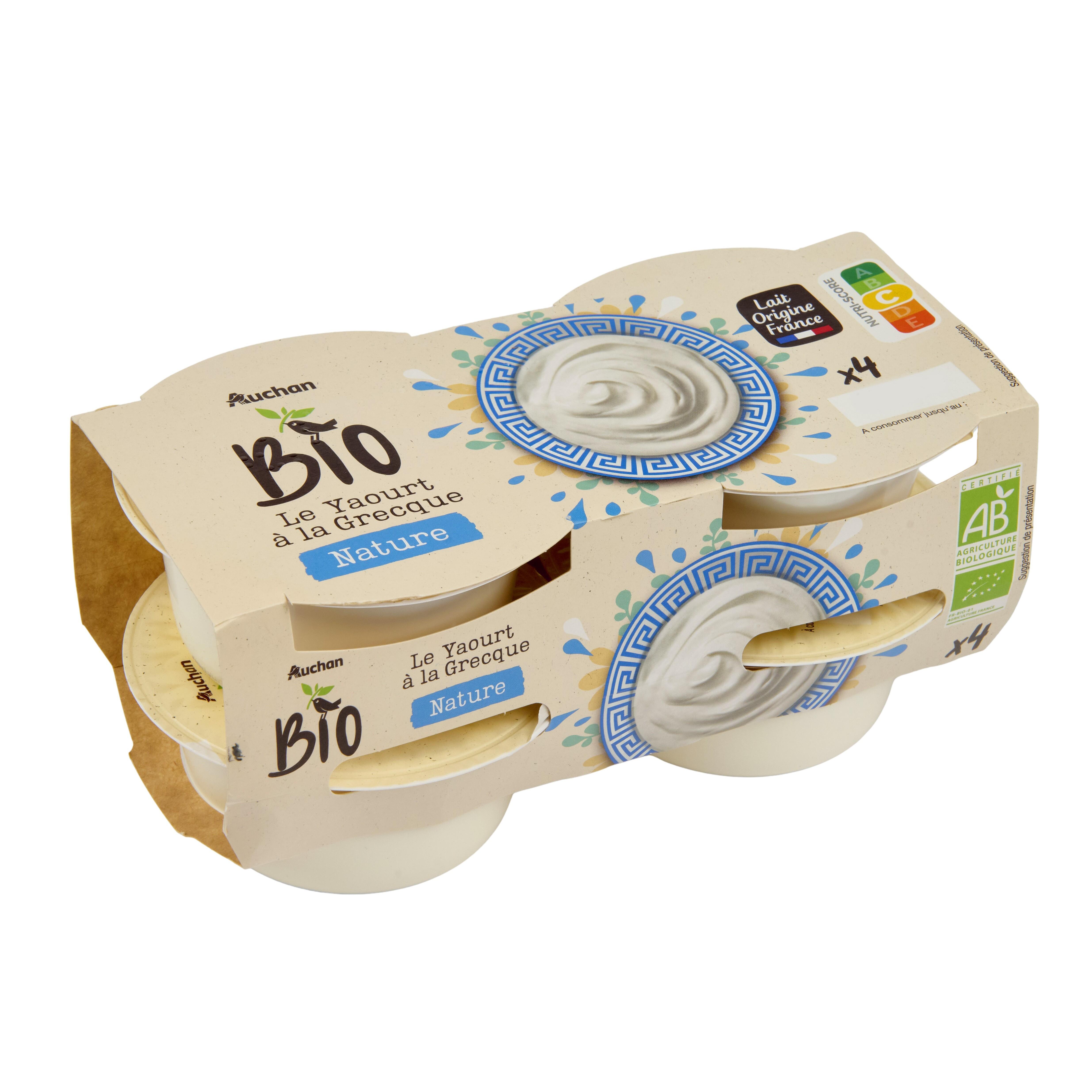 Voir la diapositive 2 : AUCHAN BIO CULTIVONS LE BON Yaourt à la grecque nature 4x125g