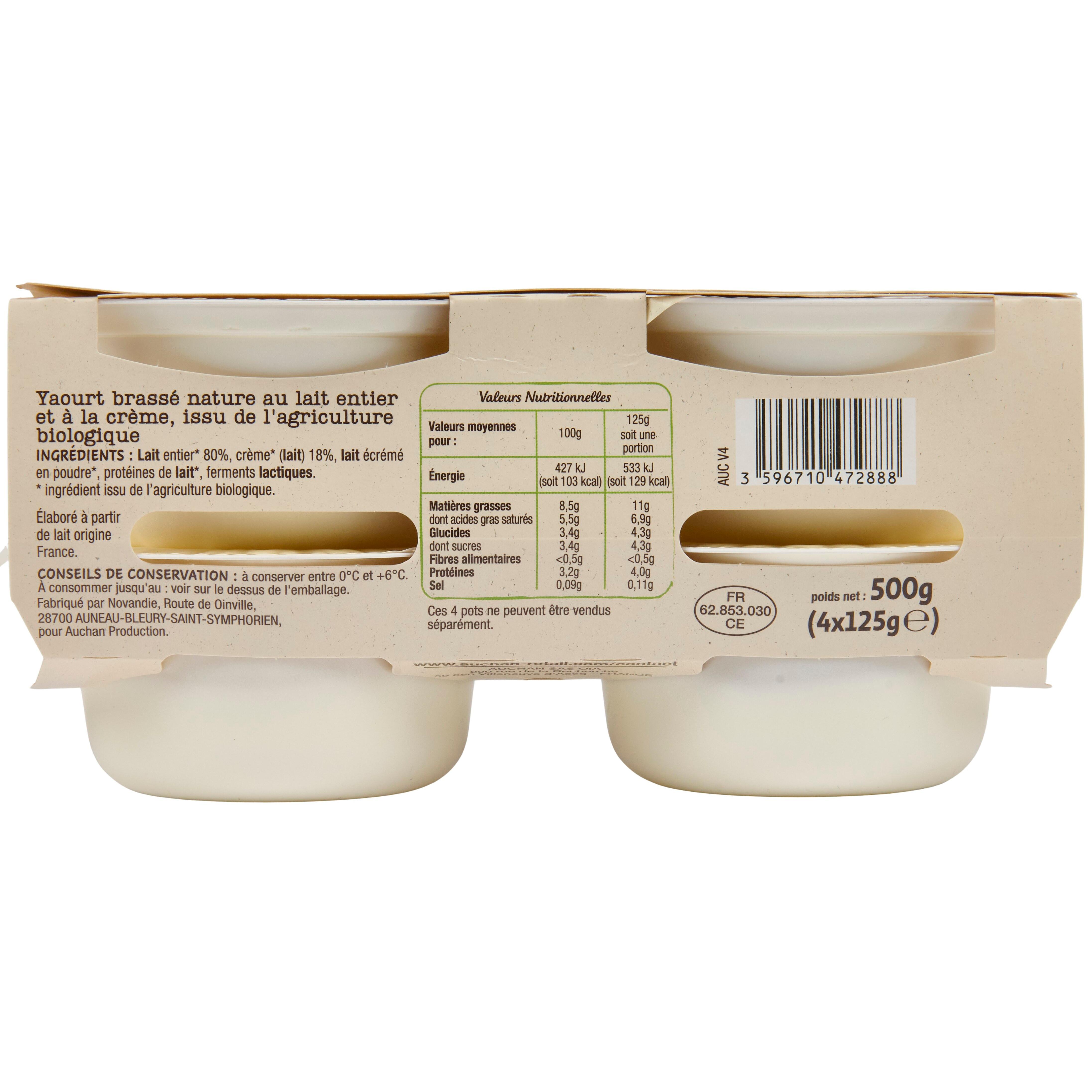 Voir la diapositive 3 : AUCHAN BIO CULTIVONS LE BON Yaourt à la grecque nature 4x125g